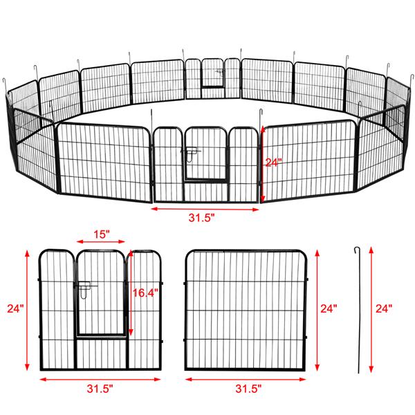 Yaheetech 24''H Heavy Duty Metal Dog Playpen， 16 Panels