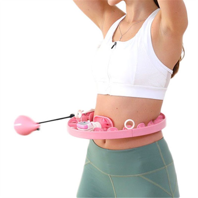 Taicanon Weighted Smart Hoop-2 in 1 Fitness Weight Loss and Massage Hoop， Smart Auto-Spinning Hoop Intelligent Adjustable Fitness Sport Hoop(Pink)