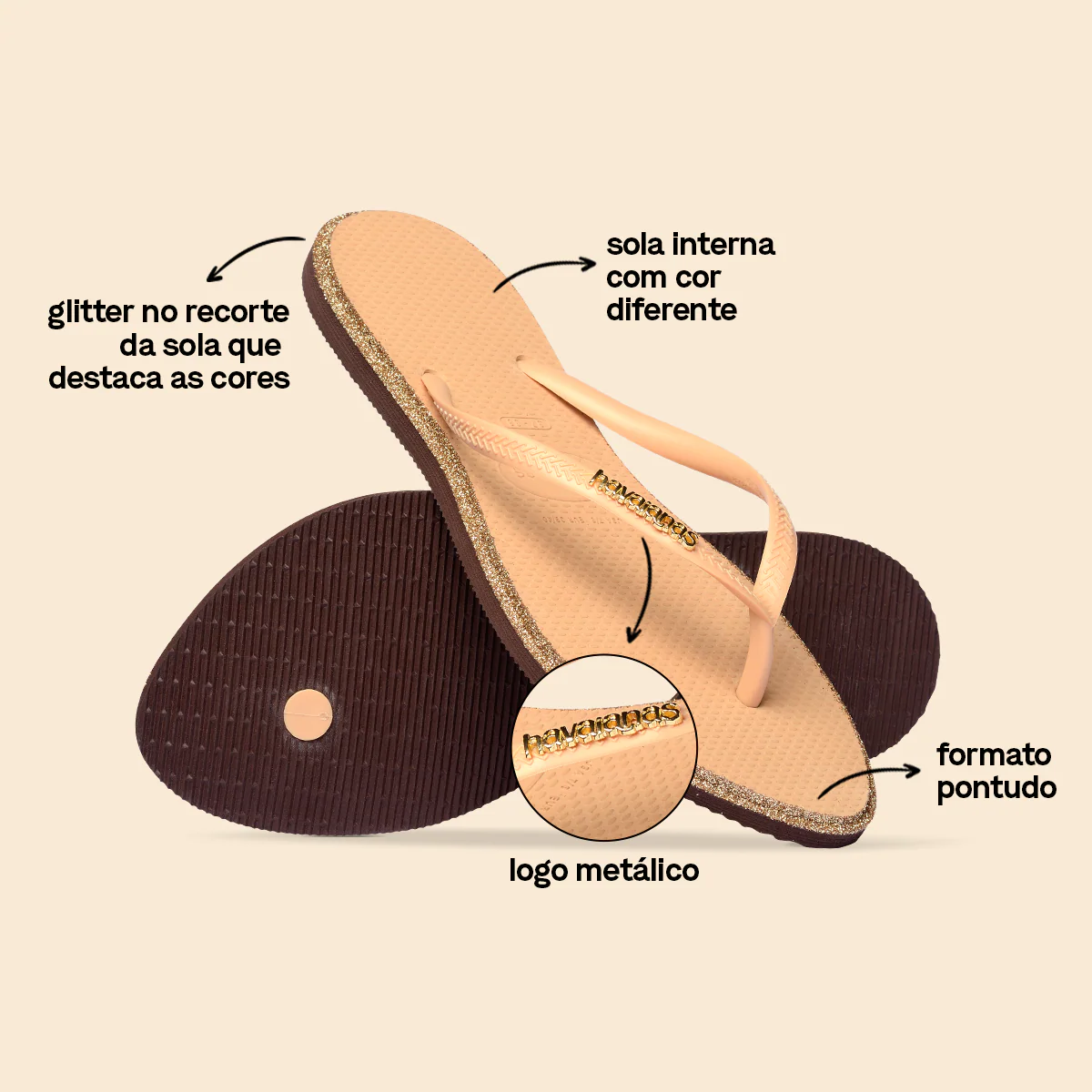 Chinelo Havaianas Slim Point Glitter