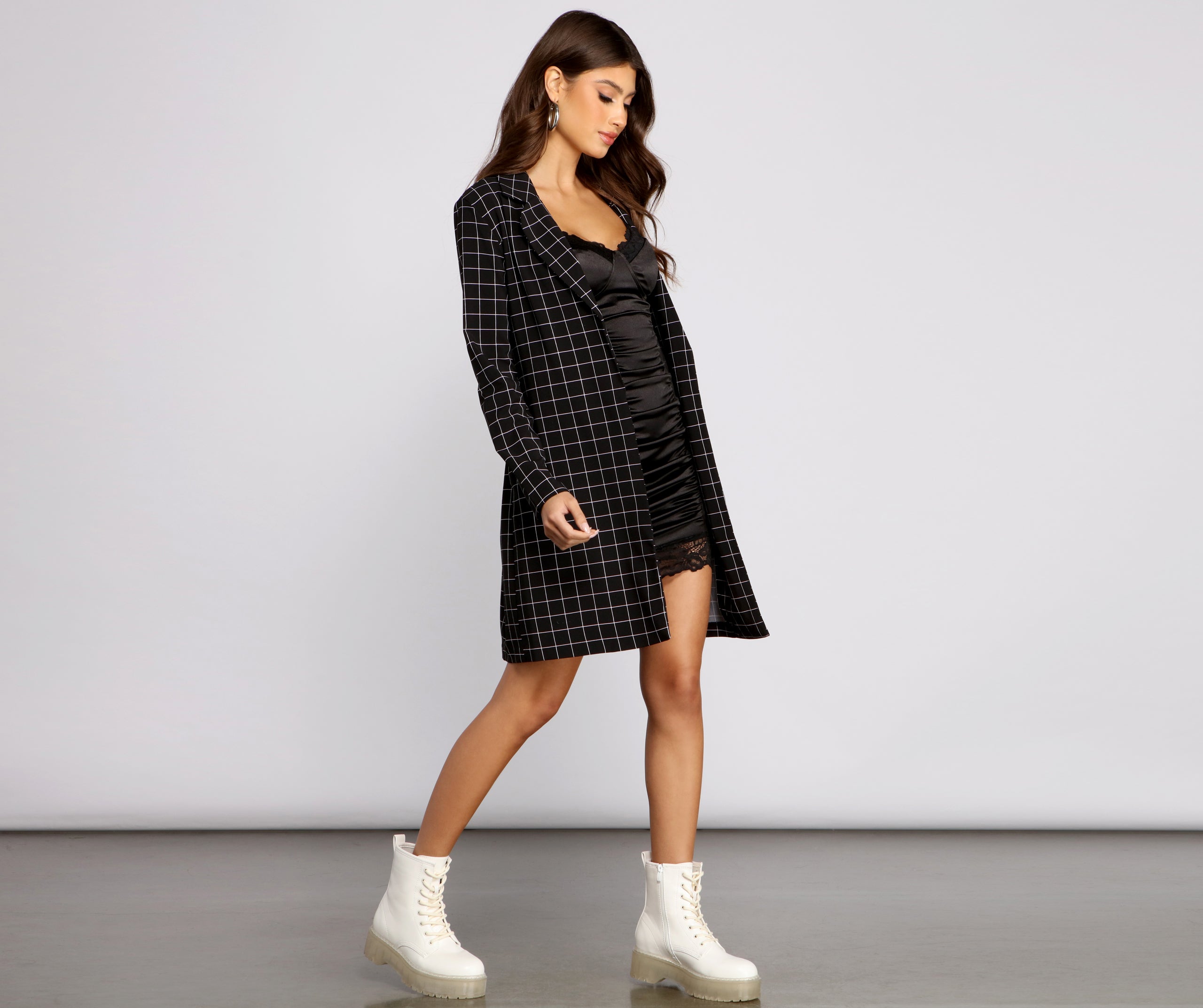 Classic Window Pane Trench Coat