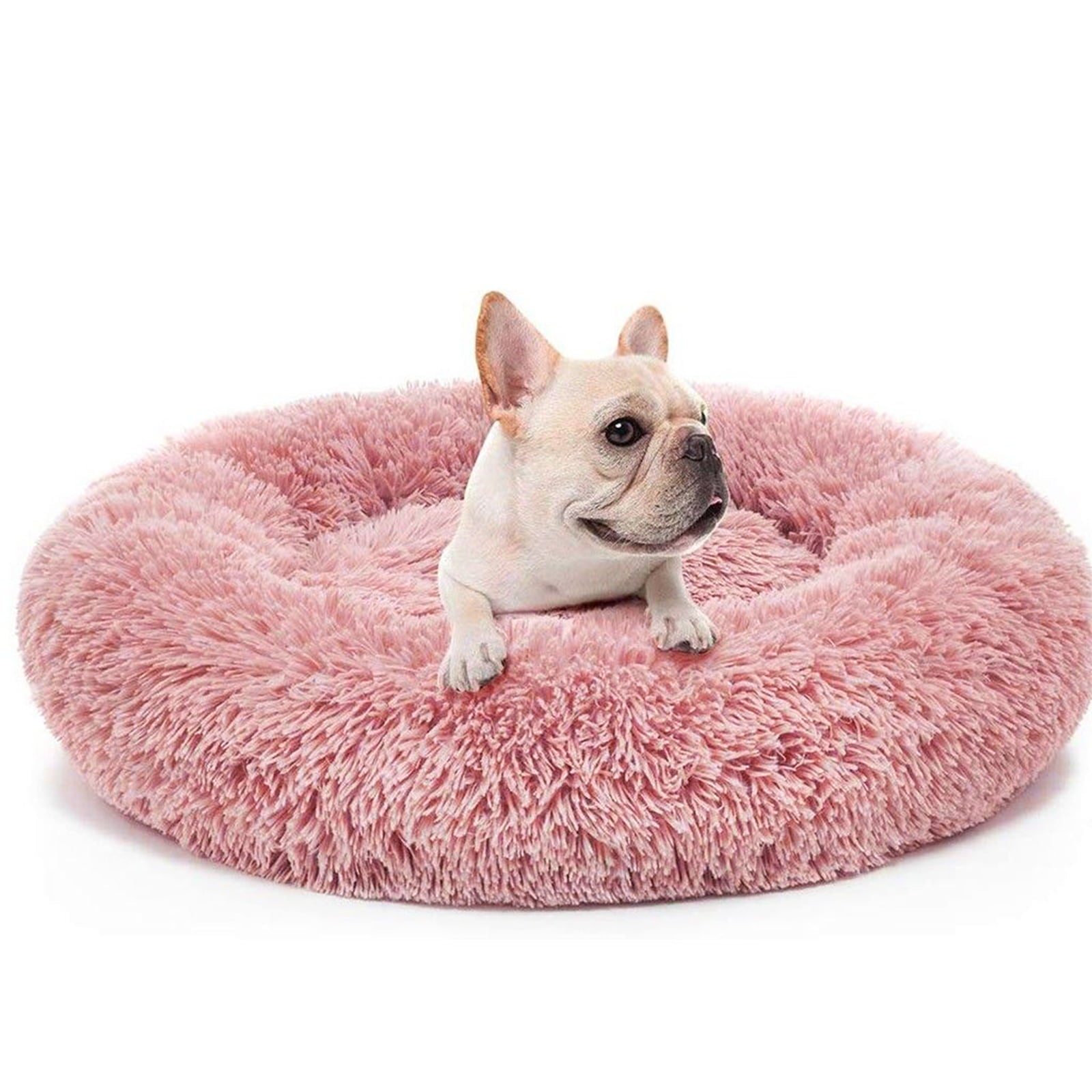 Nisrada Calming Donut Pet Bed for Dogs and Cats， 27 Inch Dog Bed for Large Dogs， Washable-Round Pet Bed for Puppy and Kitten