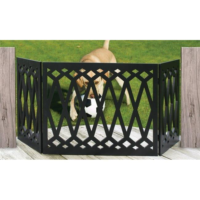 ETNA Products Diamond Design Wood Pet Gate， Black， 24-48