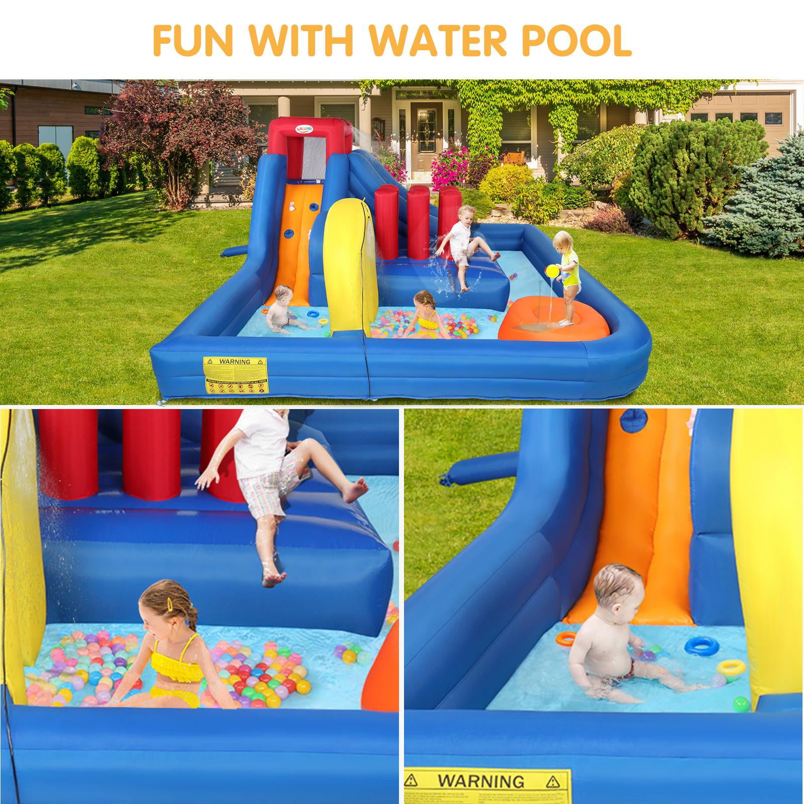 UBesGoo Inflatable Bouncer House Castle Ball Pit Jumper Water Slides 3-12 Years ， PVC， Child