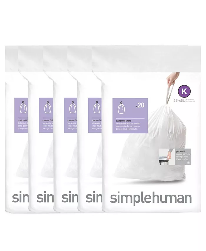 simplehuman Code K Custom Fit Liners， Pack of 100