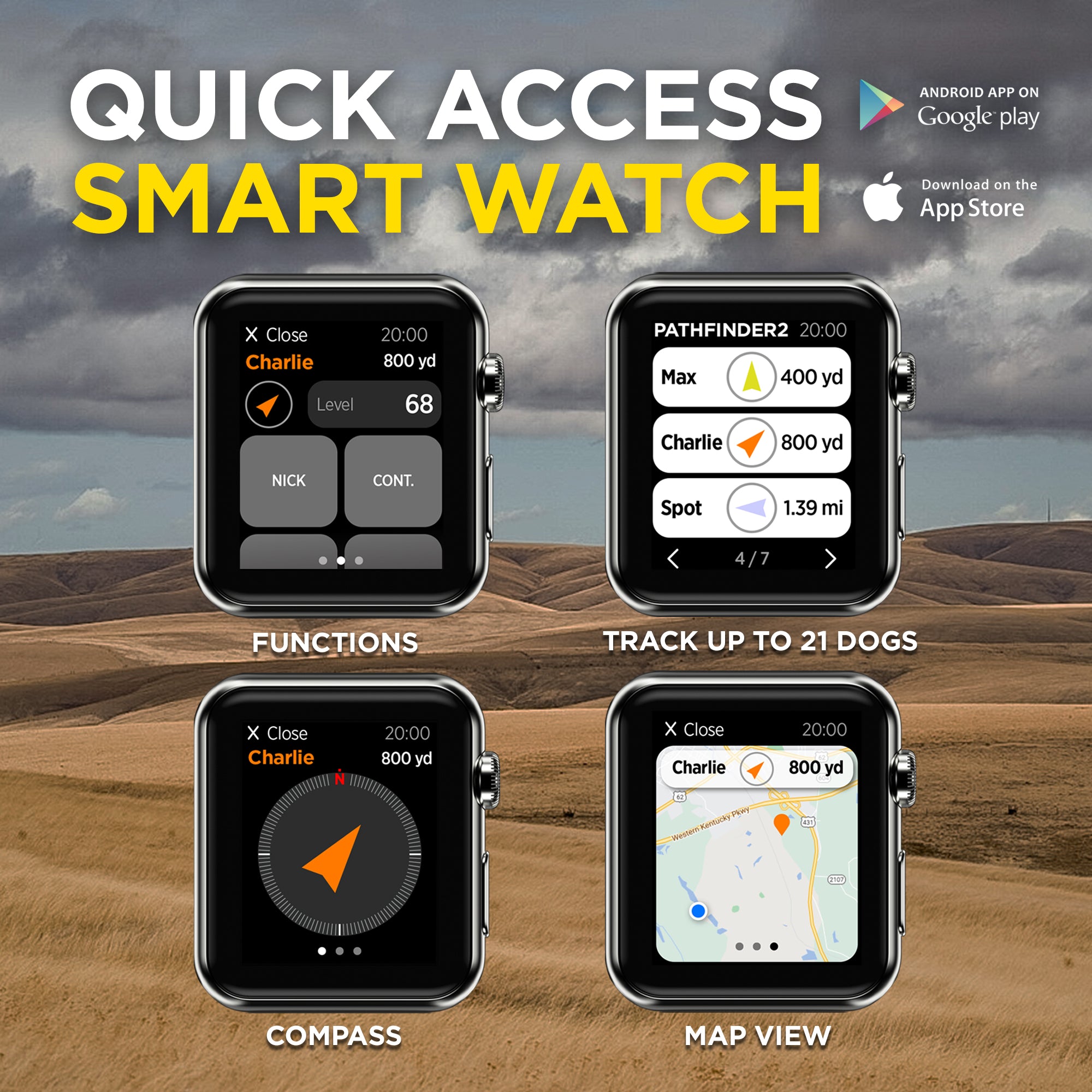 Dogtra Pathfinder 2 GPS Dog Tracker e Collar LED Light No Monthly fees Free App Waterproof Smartwatch Control Satellite Based Real Time Tracking Long Range Multiple Dogs Smartphone Required