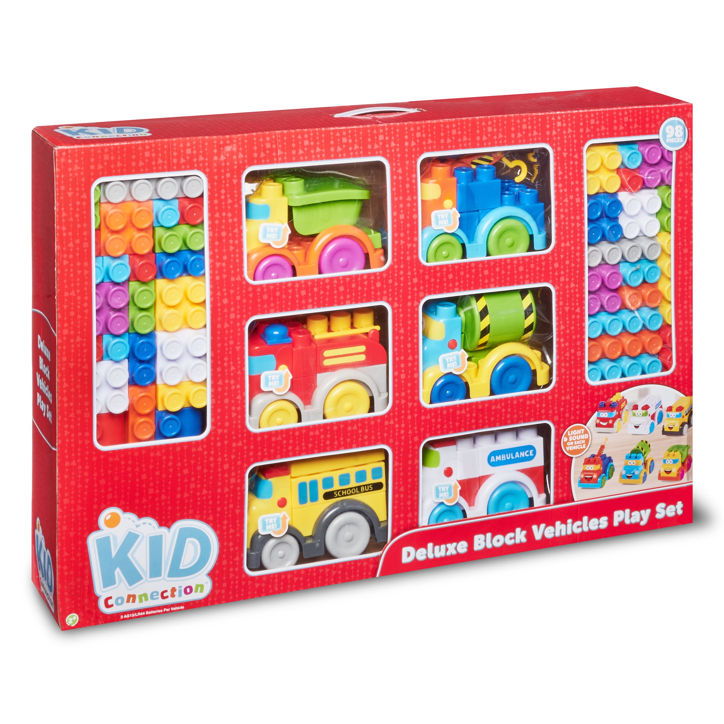 Kid Connection Deluxe Vehicles Play Set Plastic Blocks (98 Pieces)