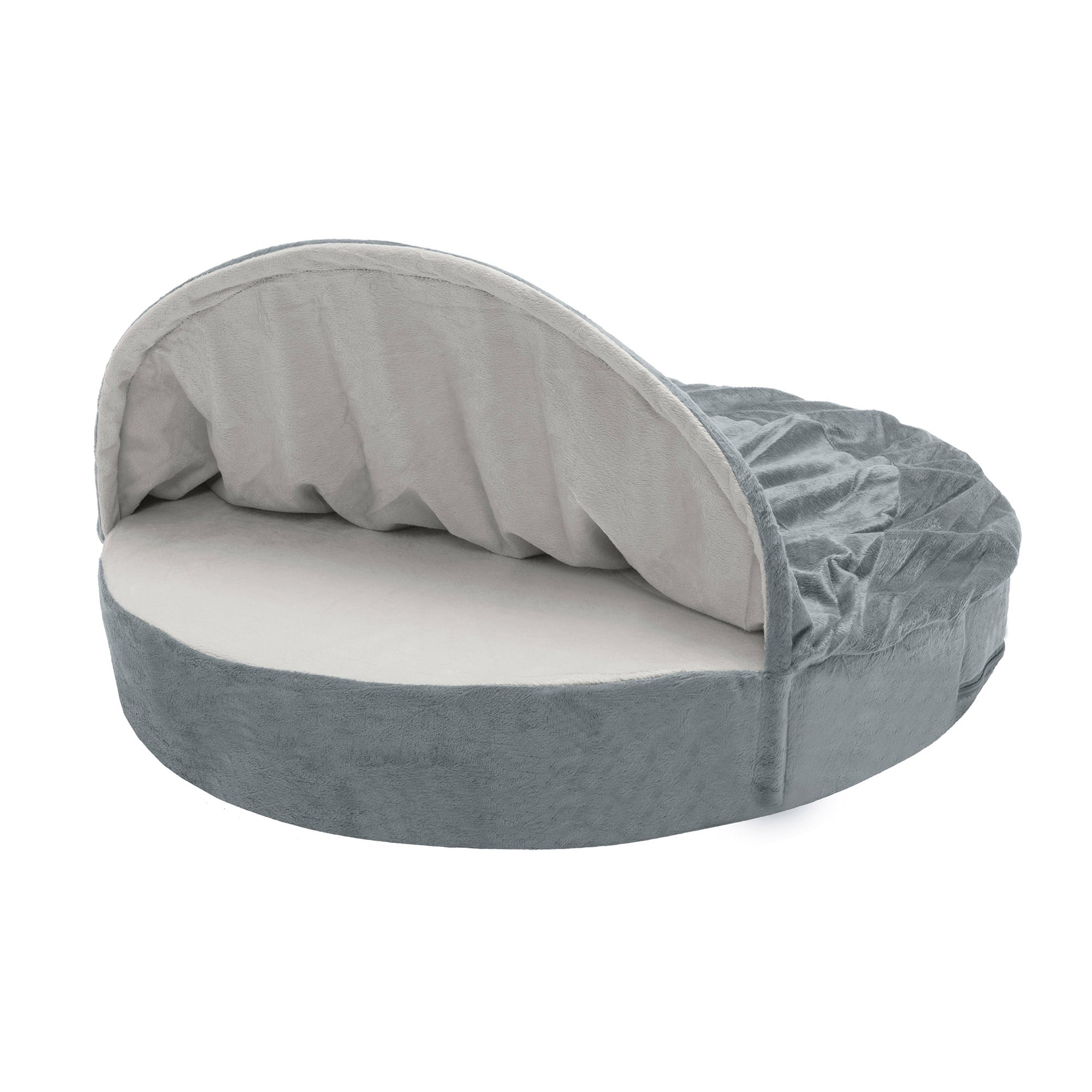 FurHaven Pet Dog Bed | Orthopedic Microvelvet Snuggery Burrow Pet Bed for Dogs and Cats， Gray， 26-Inch
