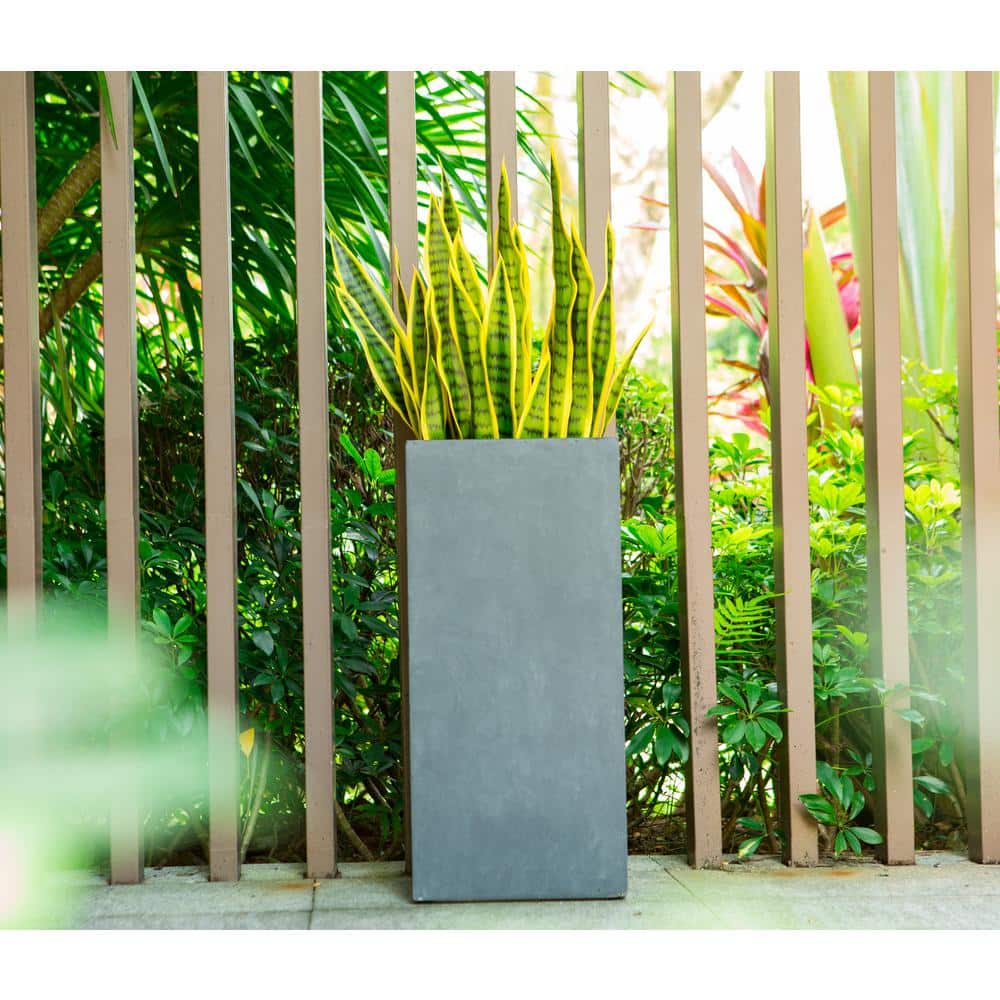 KANTE 20 in. Tall Charcoal Lightweight Concrete Rectangle Modern Outdoor Planter RF0002A-C60121