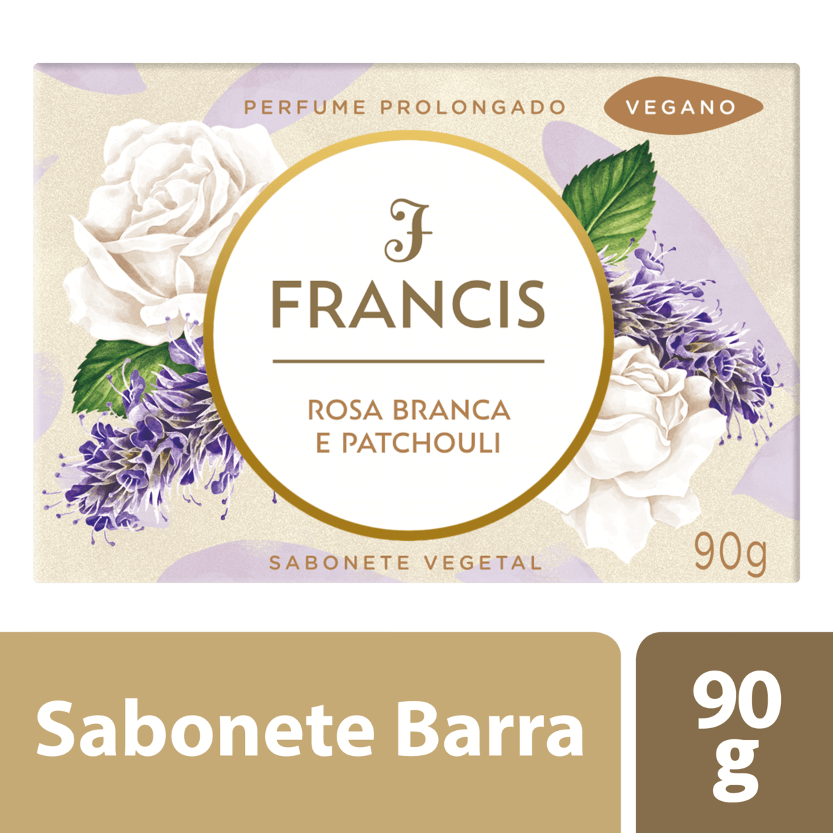 Sabonete em Barra Corporal Francis Classico Rosas de Versalles 90g - Branco