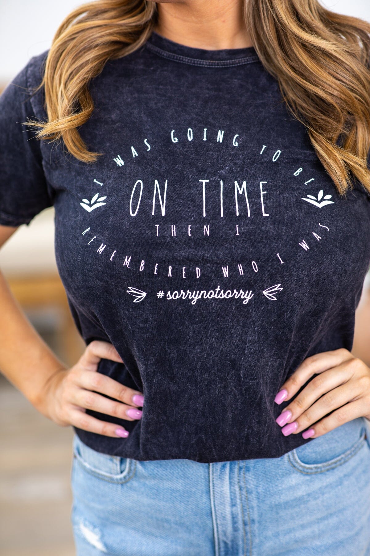 Black Washed Going To Be On Time Graphic Tee