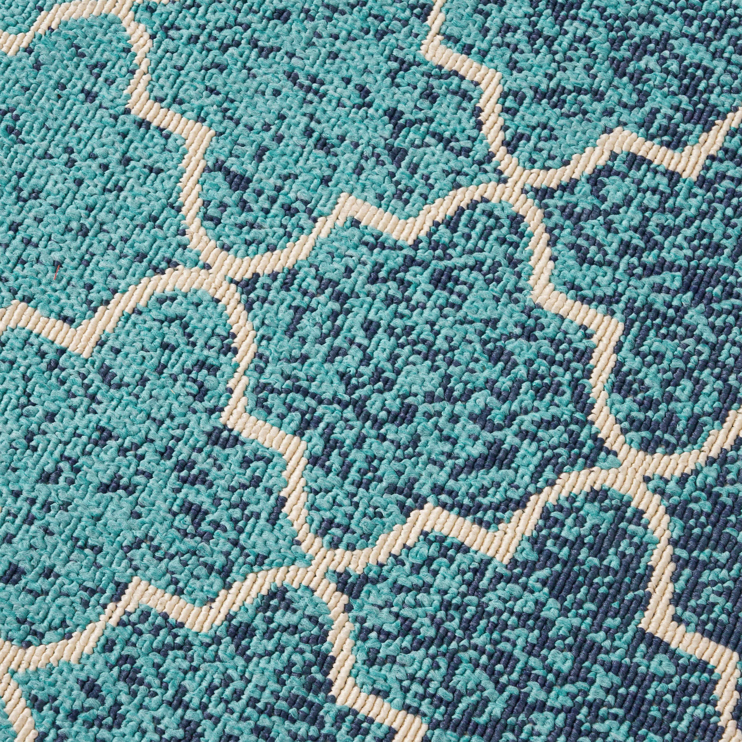 Sweety Outdoor Ombre Area Rug, Blue and Ivory