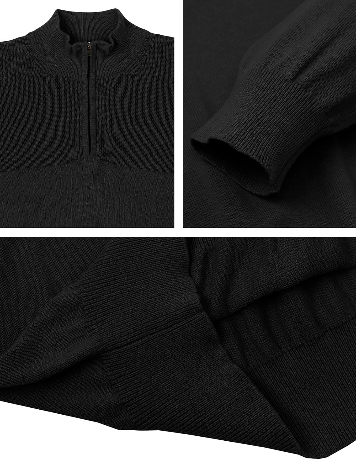 H2H Mens Casual Slim Fit Pullover Sweaters Long Sleeve Knitted Fabric Zip Up Mock Neck Polo Sweater