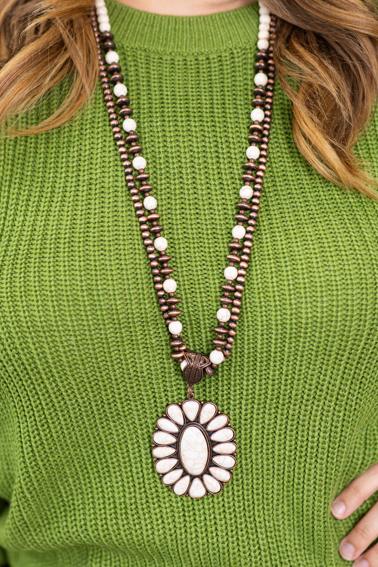 Copper Beaded Necklace and Earring Set