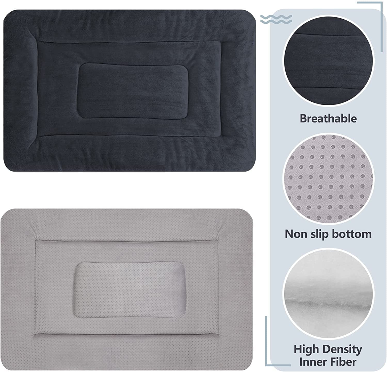 PROCIPE Pet Bed Washable Dog Crate Mat Anti-Slip Kennel Pads 42 inch Dark Grey