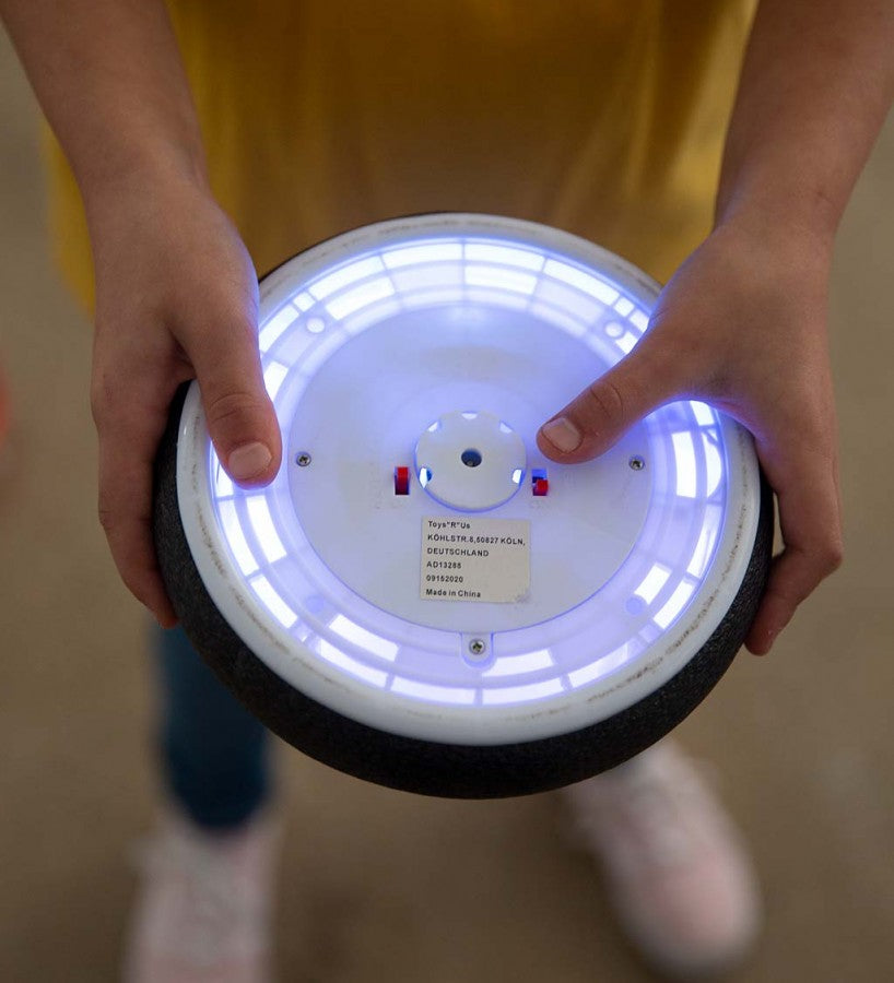 HearthSong Indoor Light Up Air Hover Soccer Game with Two Goals