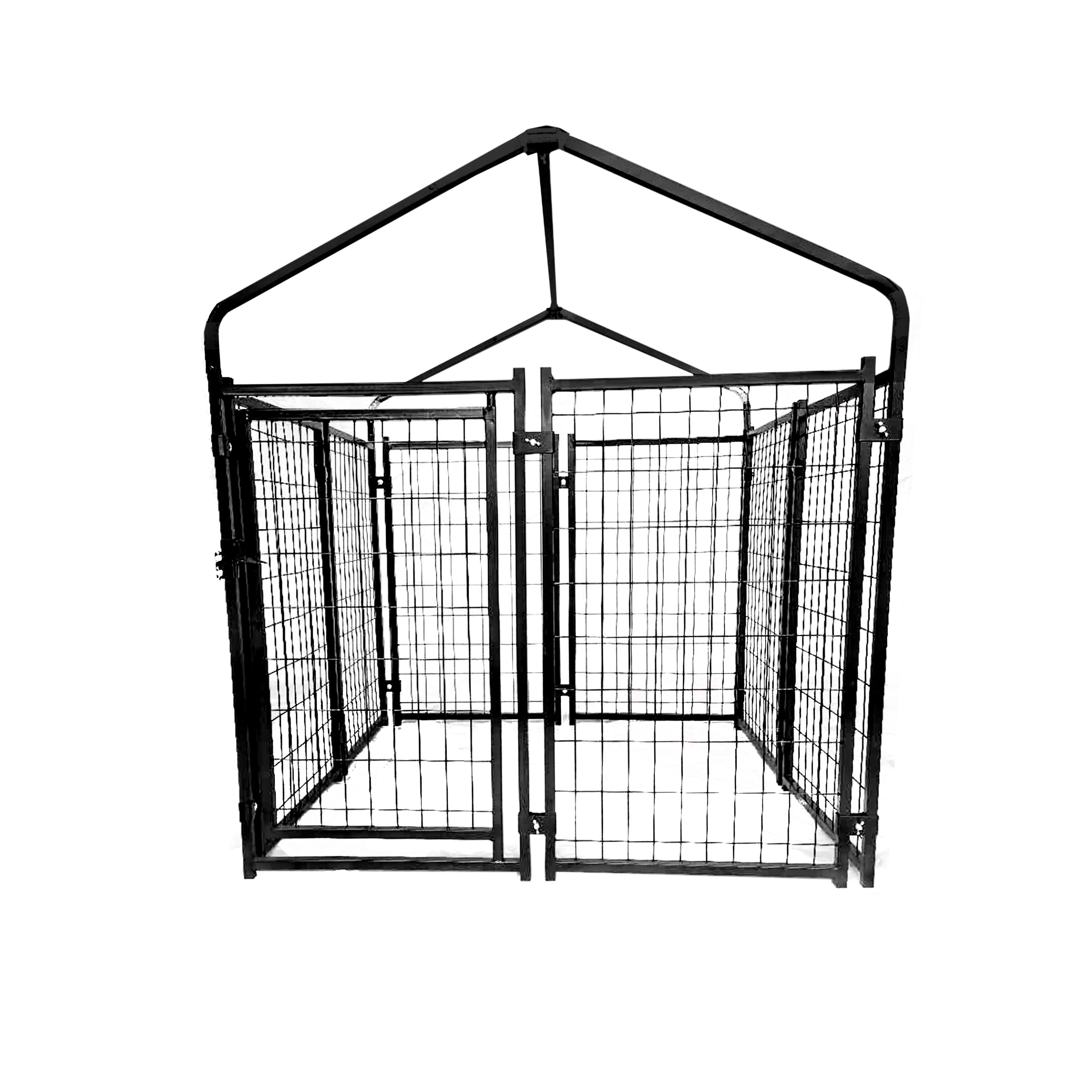 ALEKO DK4X4X4RF Expandable Heavy Duty Dog Kennel and Playpen Kit with Roof and Rain Cover - 4 x 4 x 4.5 Feet - Black