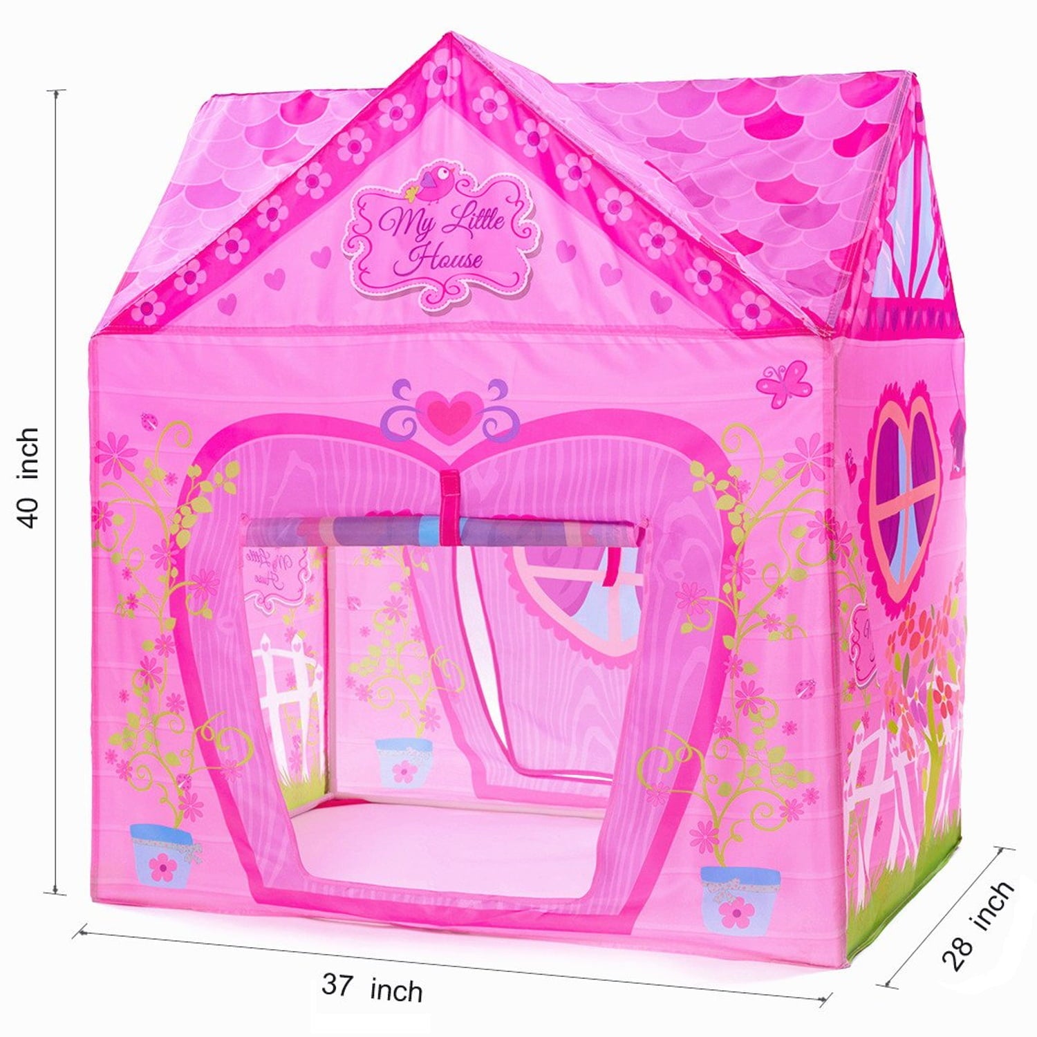 POCO DIVO Floral Princess Castle Girls Pink Palace Play Tent Kids Pretend Fairy Playhouse