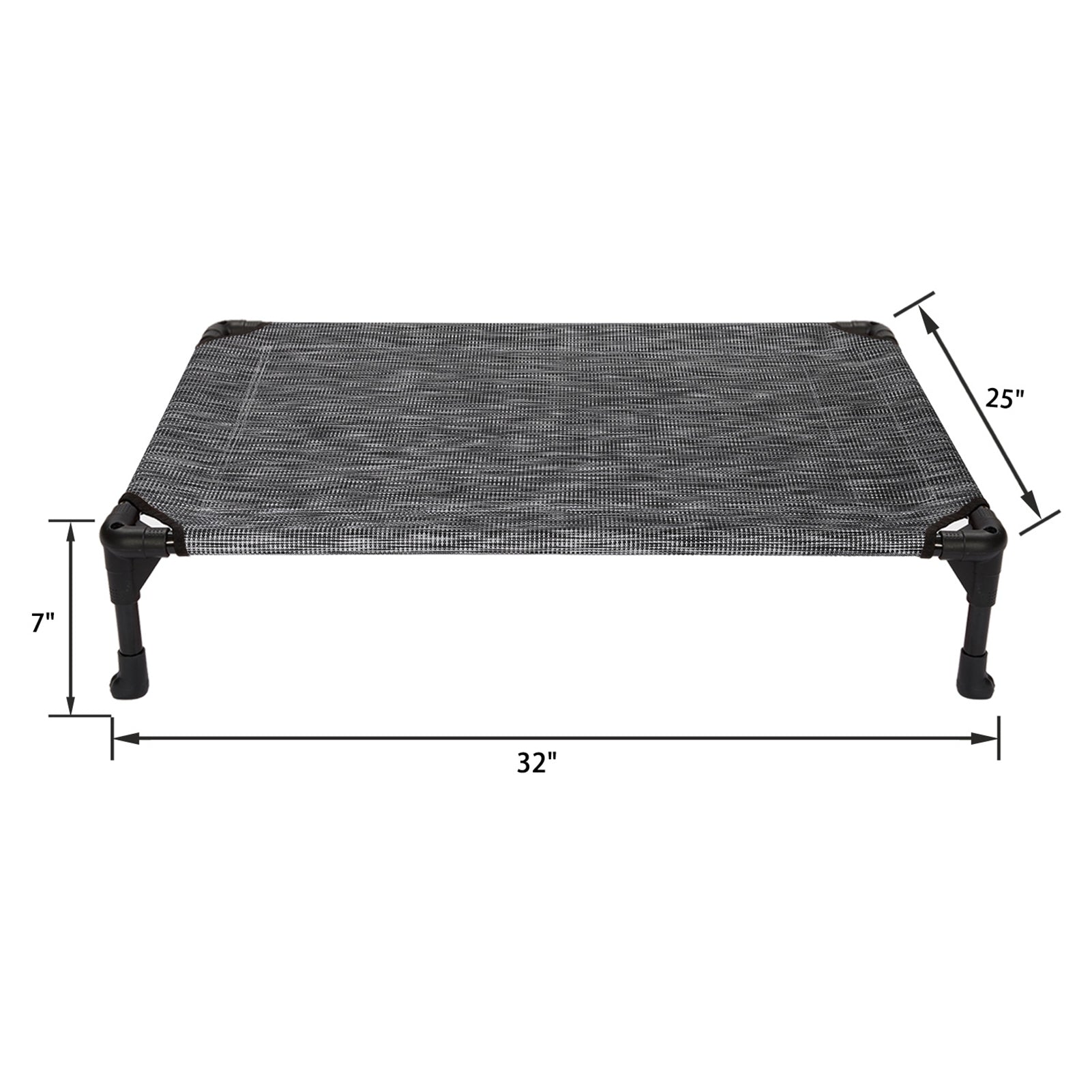 Veehoo Cooling Elevated Dog Bed， Portable Raised Pet Cot with Washable Mesh， Medium， Black Silver