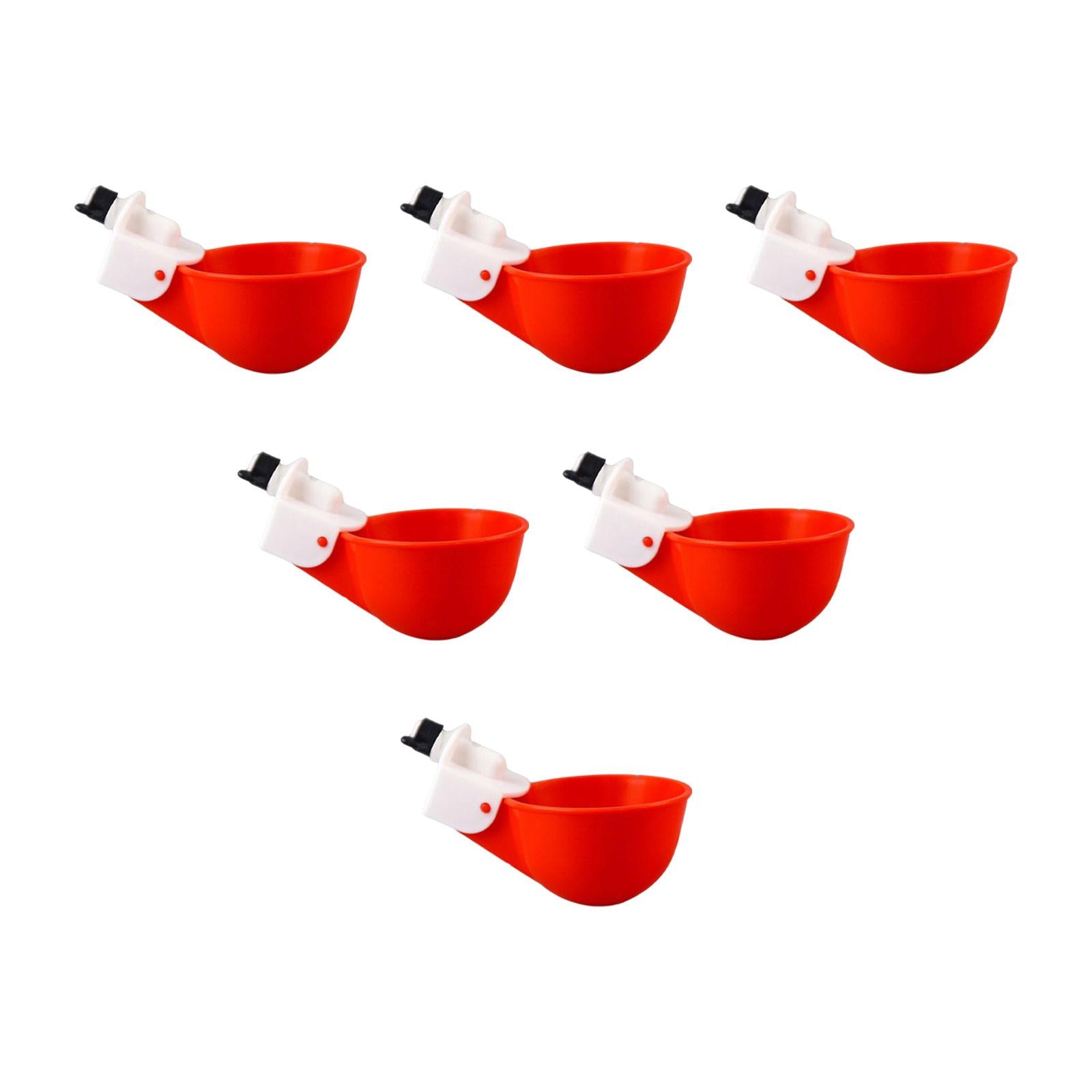 6x Chicken Water Cups Feeder Tools Chicken Feeder Cup for Quail Chick Coop Goose Red