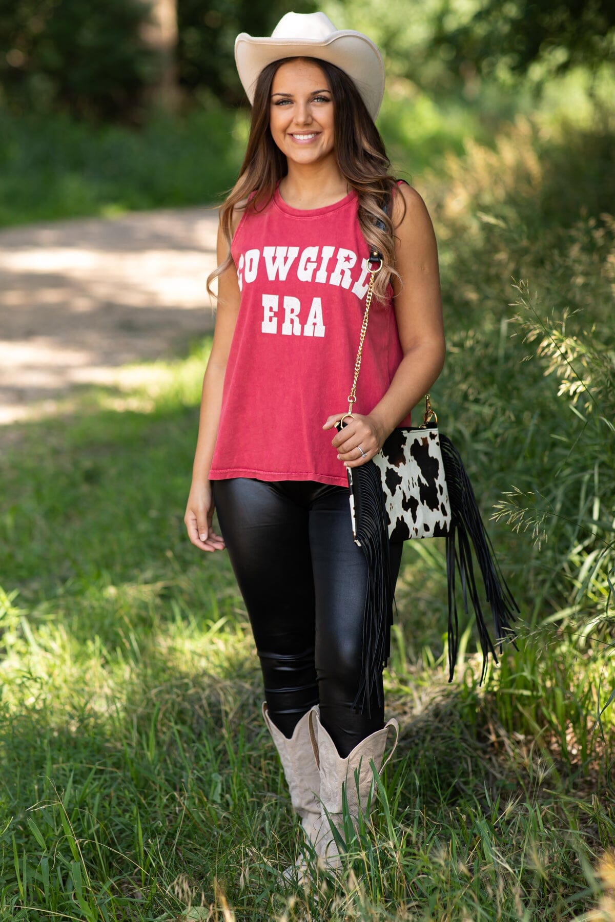 Wine Washed Cowgirl Era Graphic Tank