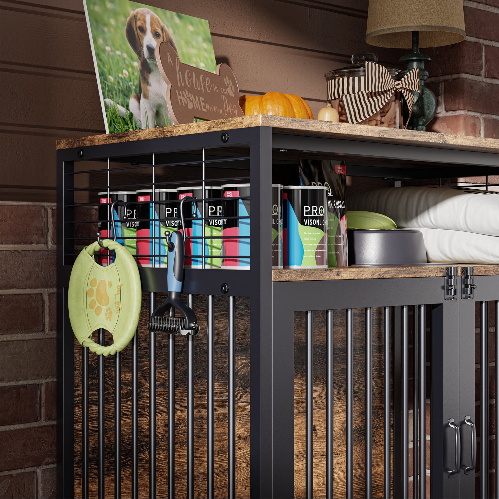 ABORON Wooden Large Dog Crate Furniture， 33/41 InchHeavy Duty Dog Cages for Medium/ Small Dogs Indoor， Super Sturdy Dog Kennel with Storage