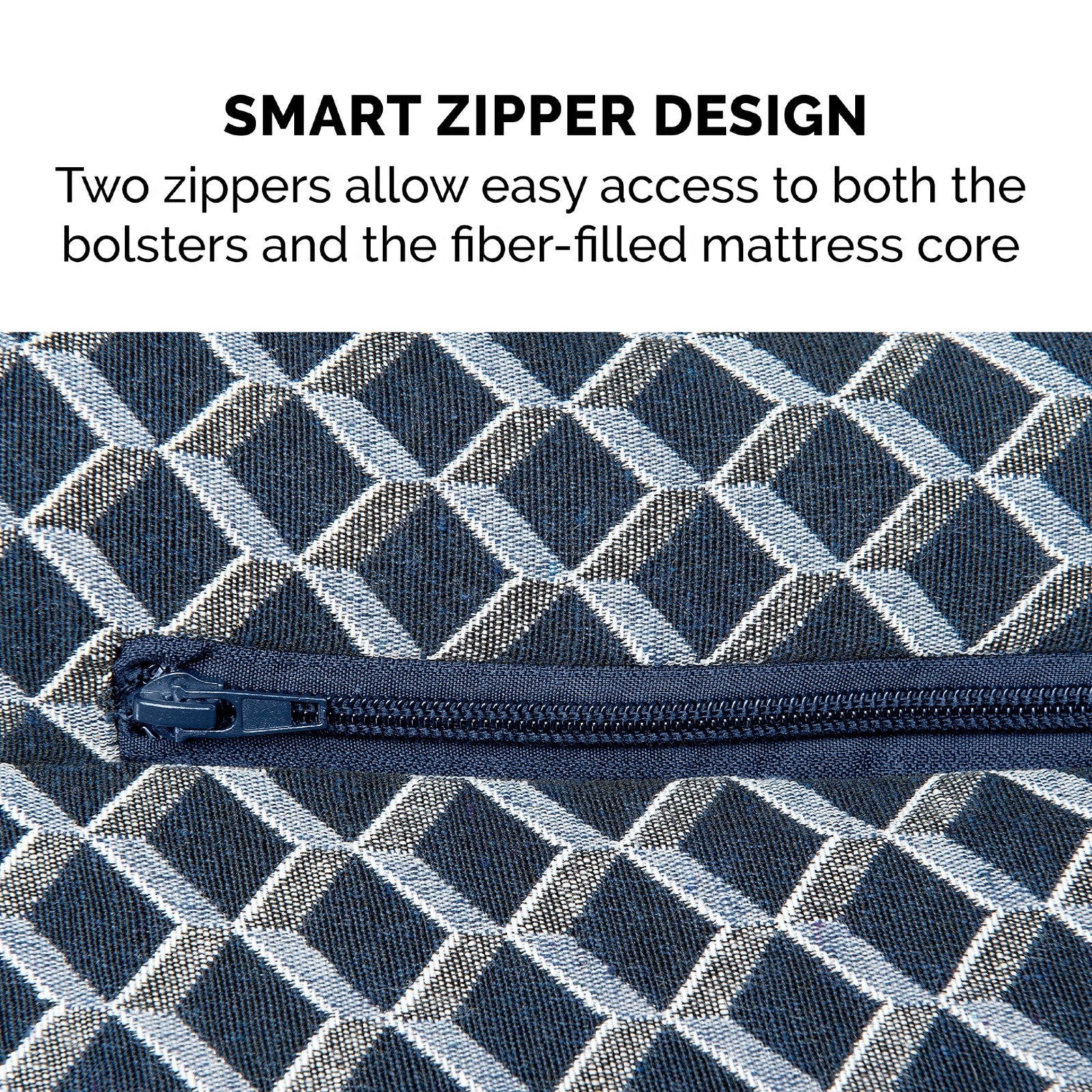 FurHaven | Plush and Decor Comfy Couch Pillow Sofa Pet Bed for Dogs and Cats， Diamond Blue， Medium