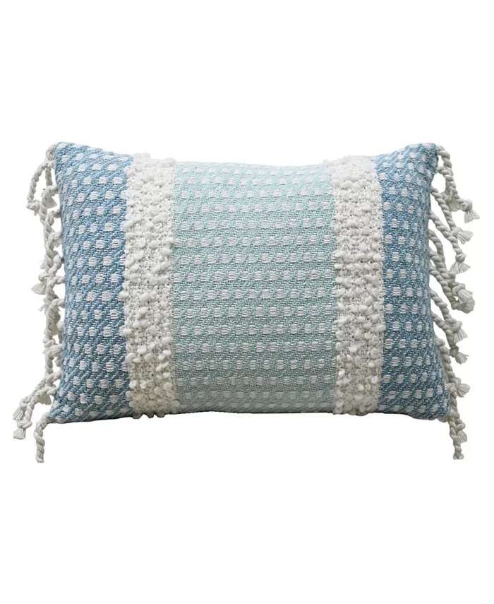 Vibhsa Linden Street Handwoven Buttknot Edging Decorative Pillow， 14'' x 20''