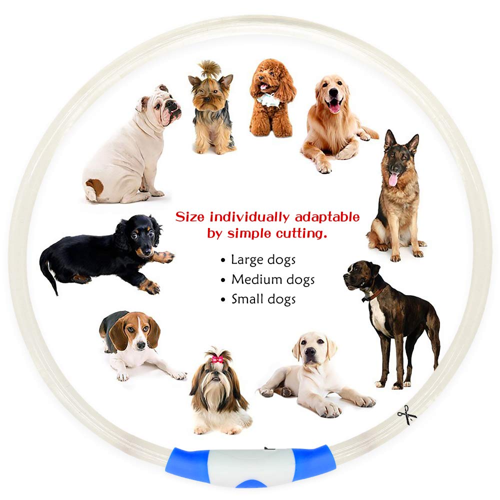 Light up LED Dog Collar - TPU Cuttable Glowing Puppy Cat Collar for Night Dog Walking