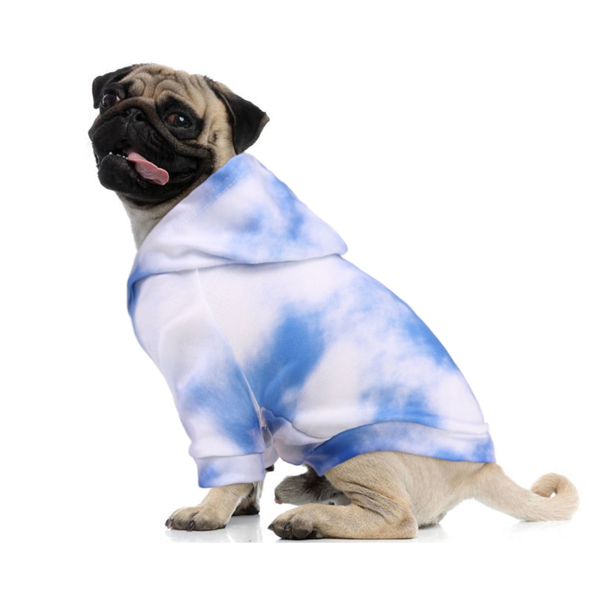 PUMYPOREITY Pet Clothes Sweaters with Hat， Polyester Doggie Breathable Clothes， Pet Sweatshirt Pullover， Puppy Clothes for Small Medium Dogs Girl Boy， Fashion Blue Sky and White Clouds Pattern