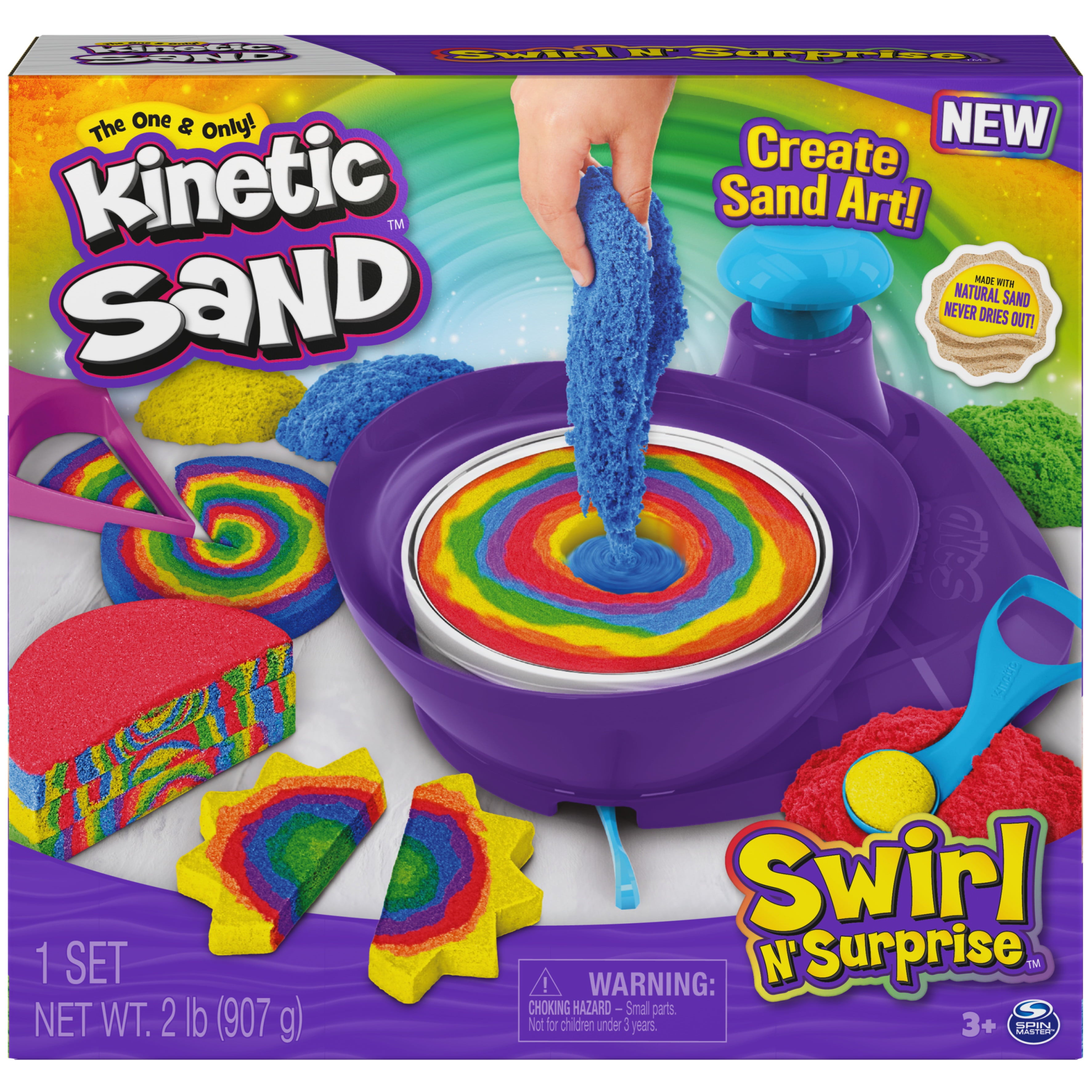 Kinetic Sand, Swirl N’ Surprise Playset with 2lbs of Play Sand