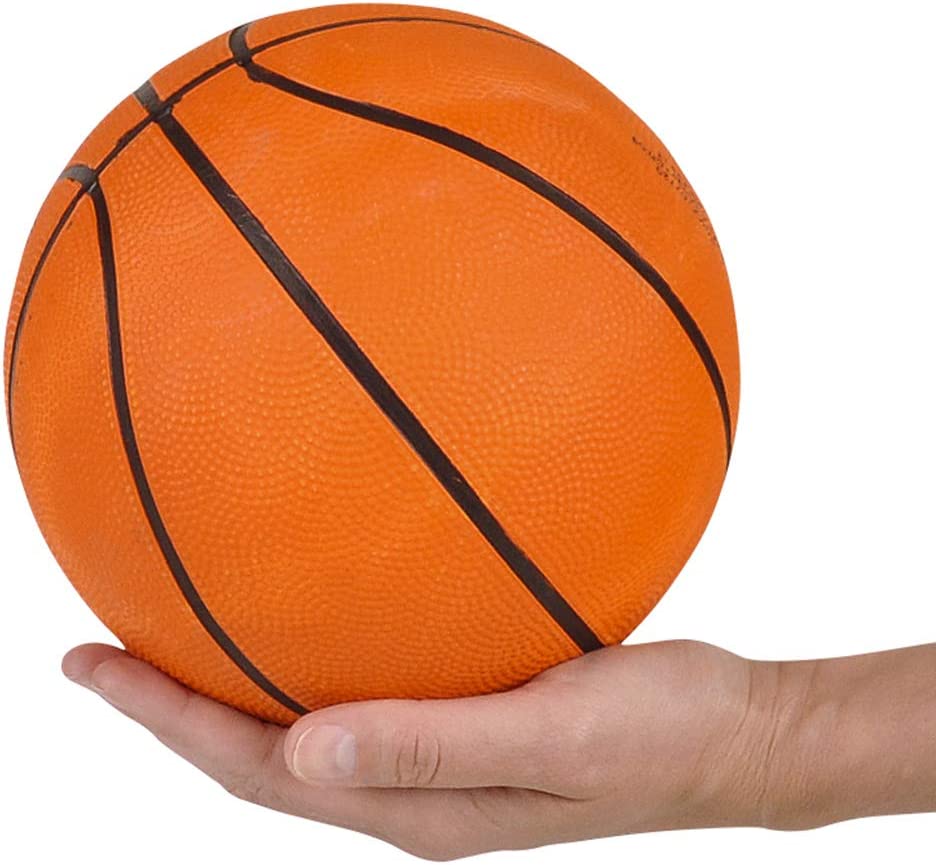 Mini Basketballs - (7 Inch， Size 3) Pack of 4 - Mini Hoop Basketball Set with Air Pump for Indoor， Outdoor， Pool Parties， Small Hoops Basketball Game Party Favors for Kids by Bedwina