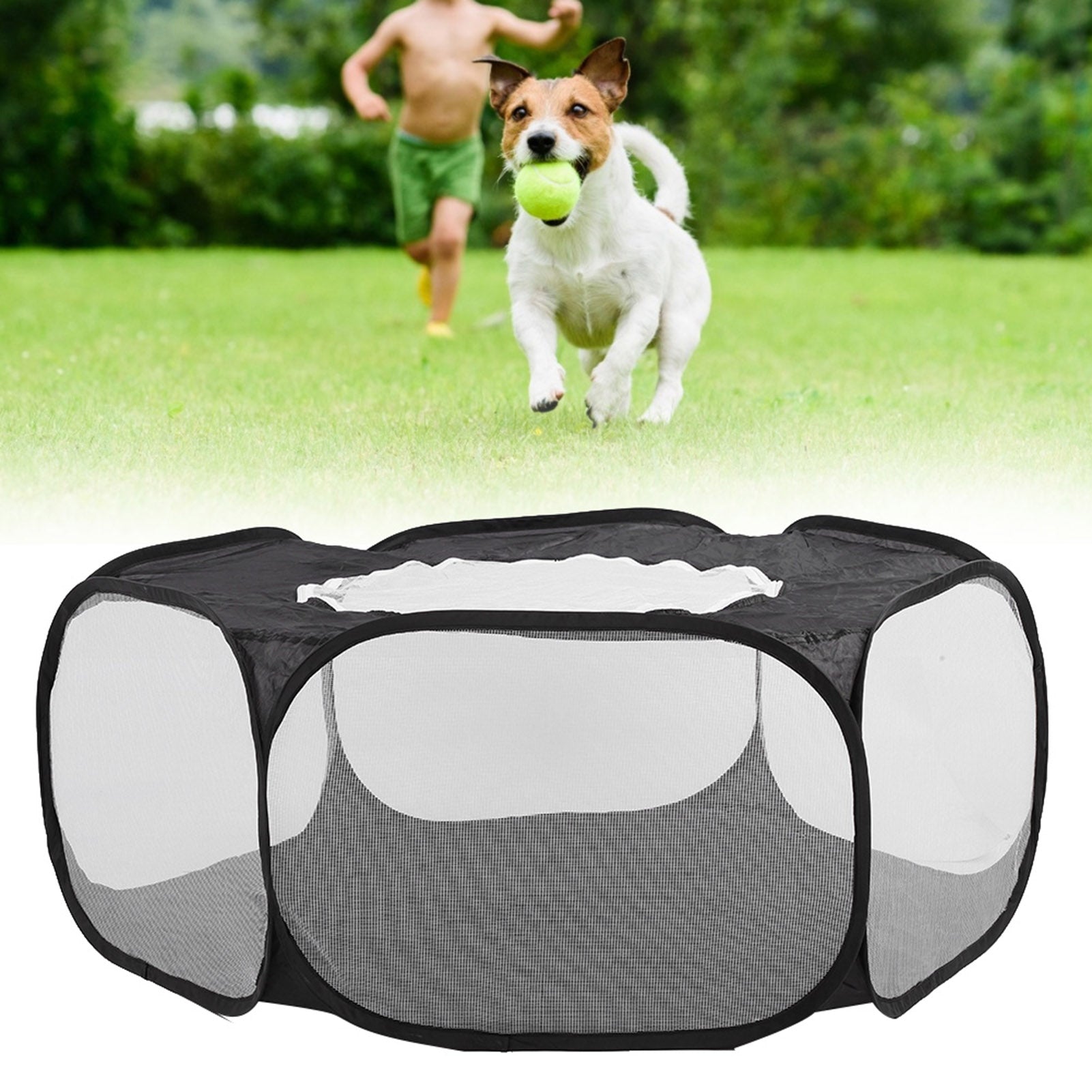 Cat  Cage Tent Playpen Small Pet Playpen， Cloth Pet Folding Playpen， Hamsters For Outdoor Black