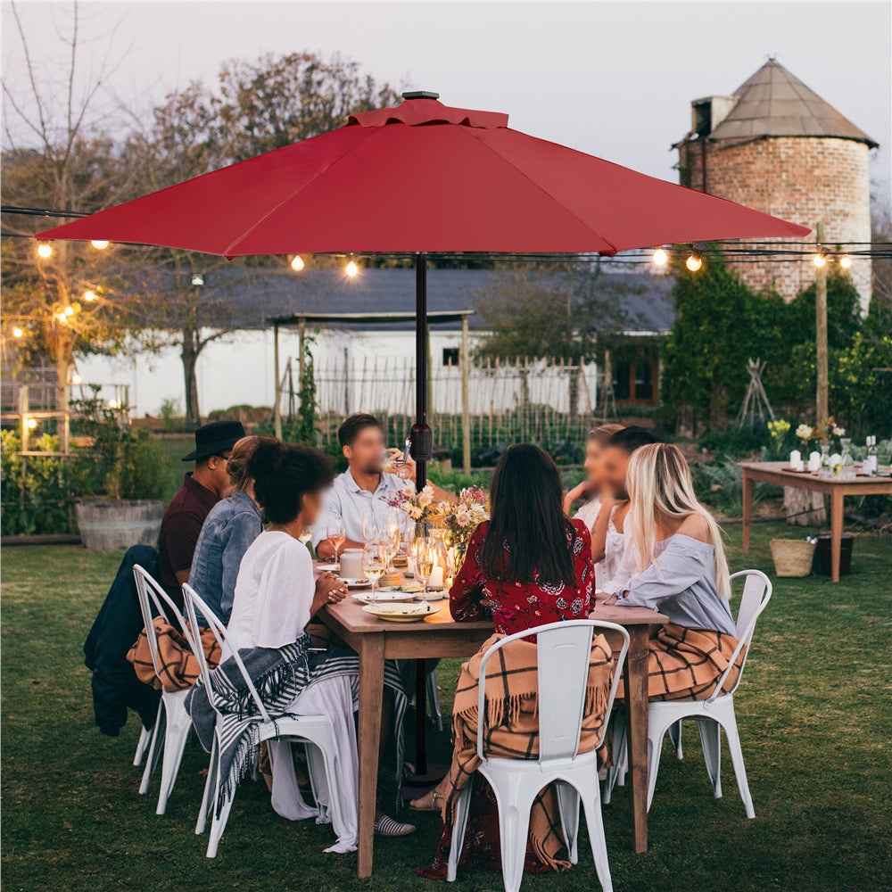 Easyfashion 9ft Red Octagon Market and Table Patio Umbrella