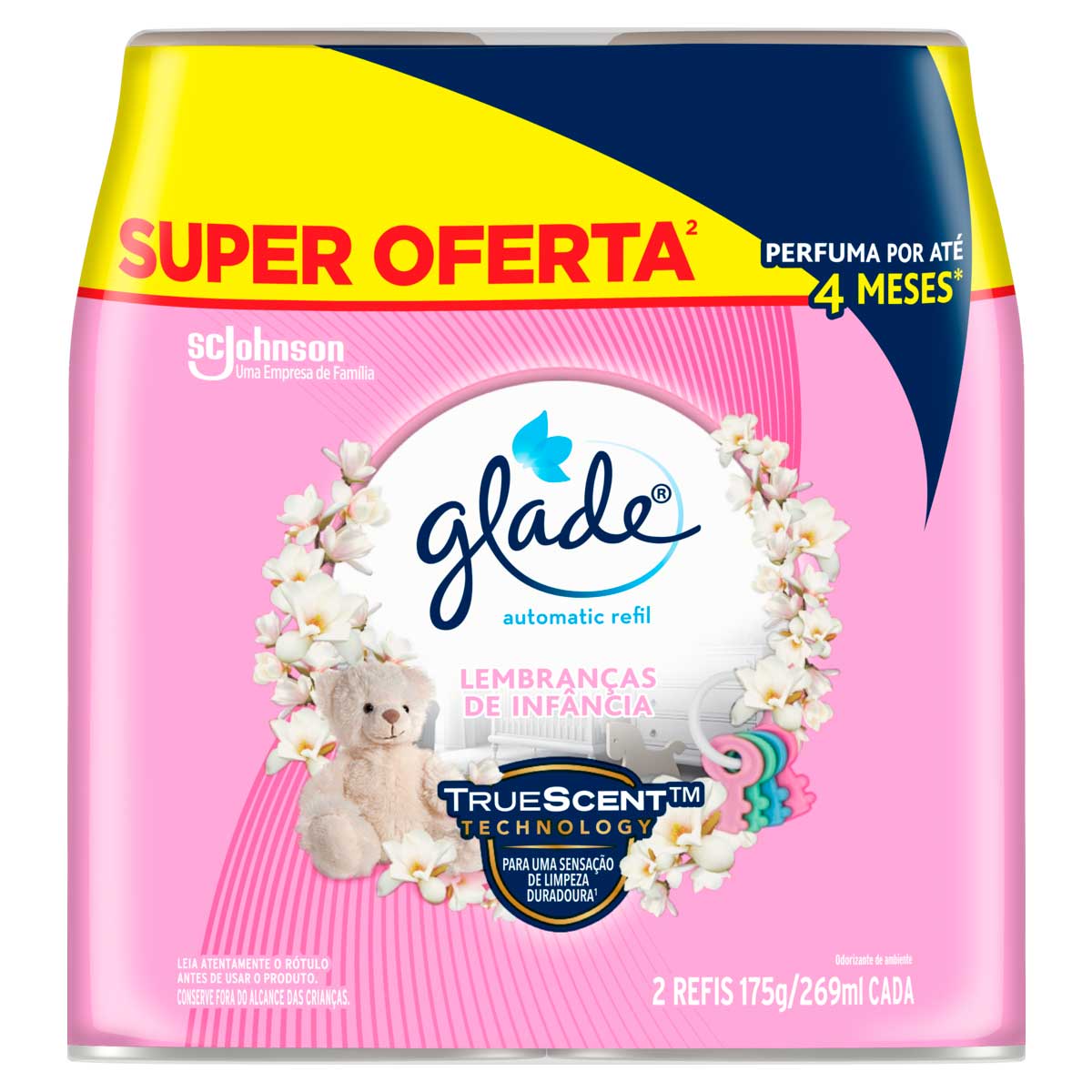Pack Odorizador de Ambiente Lembrancas de Infancia Glade Automatic Frasco 2 Unidades 260ml Cada Spray Refil Super Oferta