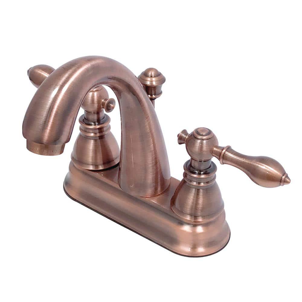 Kingston Brass American Classic 4 in Centerset 2Handle Bathroom Faucet in Antique Copper