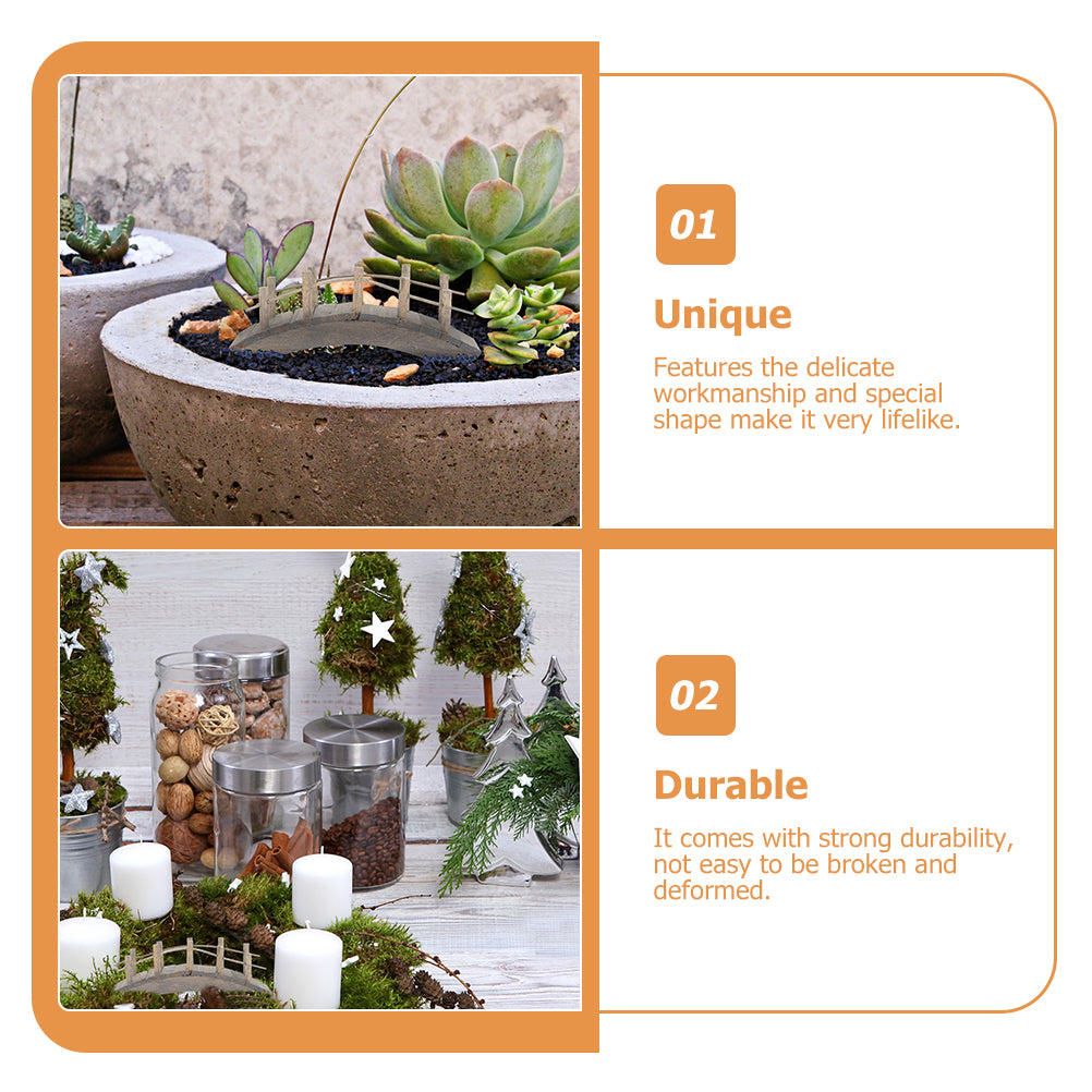 2pcs Miniature Wooden Arch Bridge Model Mini House Garden Micro Scene Accessory