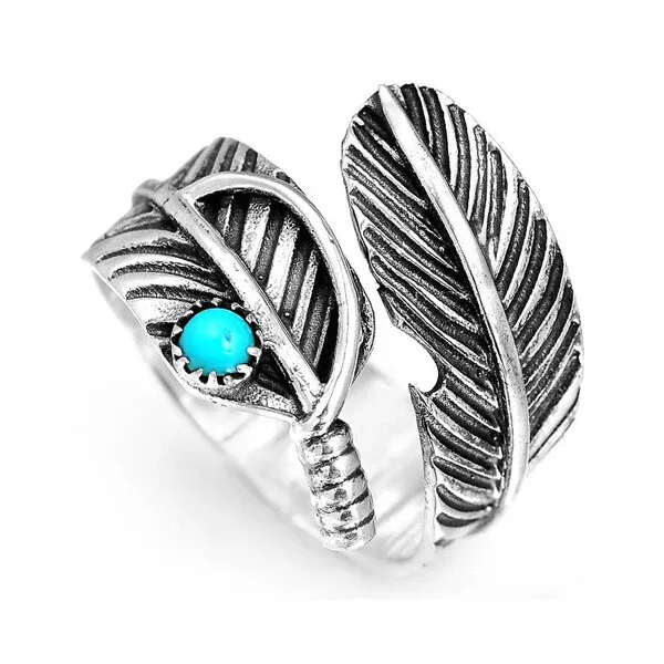 🔥 BIG SALE - 47% OFF🔥🔥🎁Boho Feather Turquoise Adjustable R