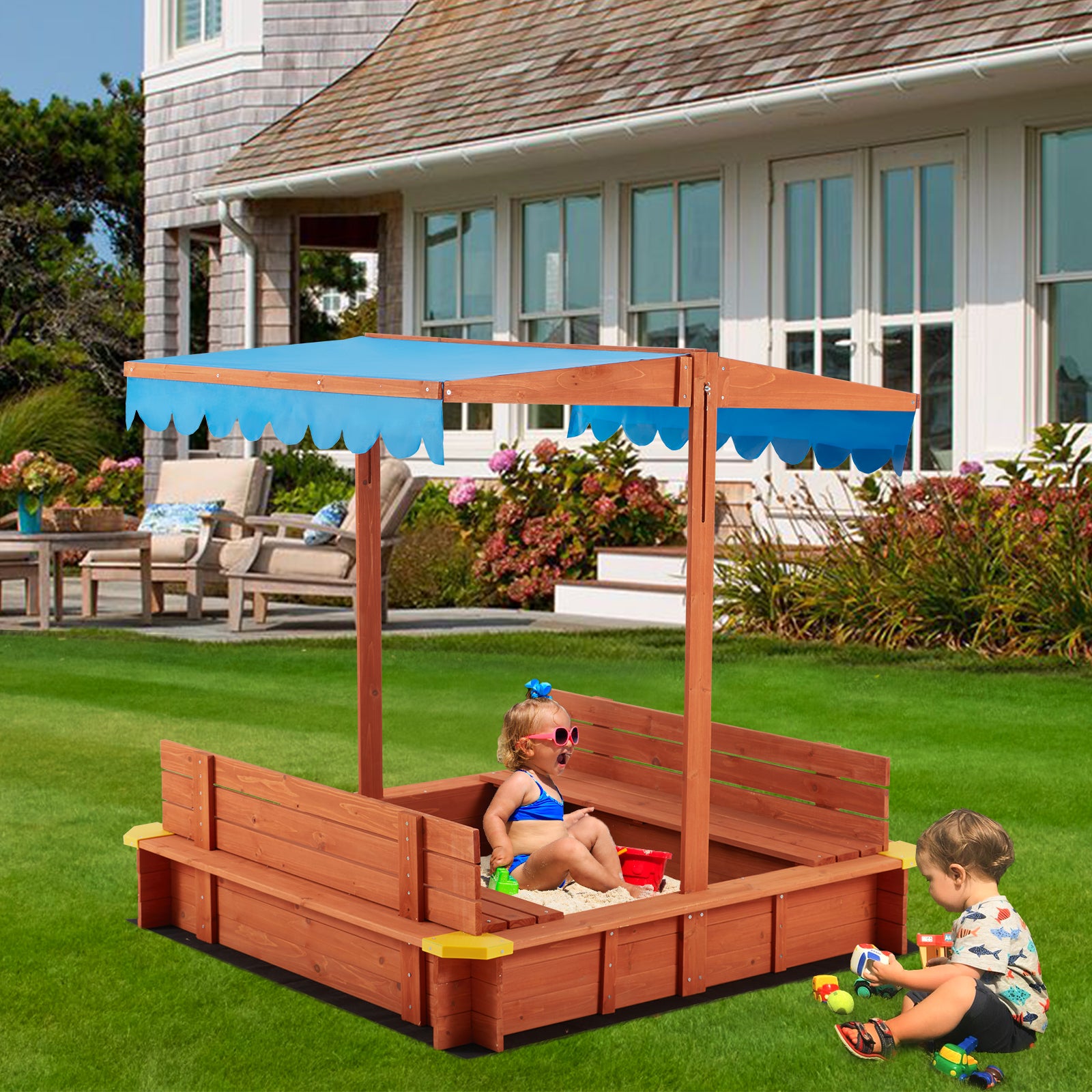 AVAWING Kids Sandbox with Canopy(47.2