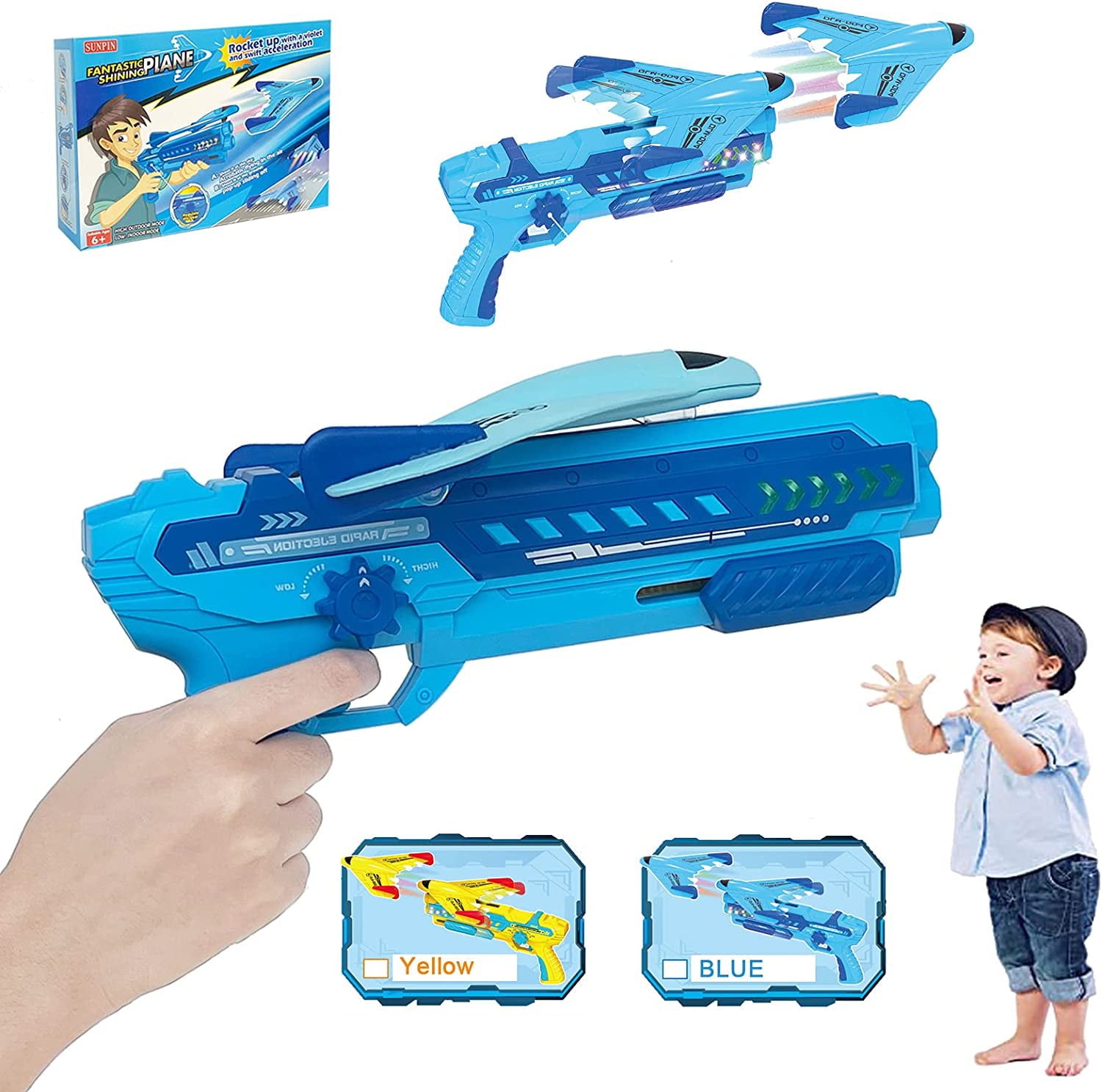 SUNPIN Airplane Toy Outdoor Toy for Kids， 4 5 6 7 8 Years Old Boy Birthday Gift-Blue