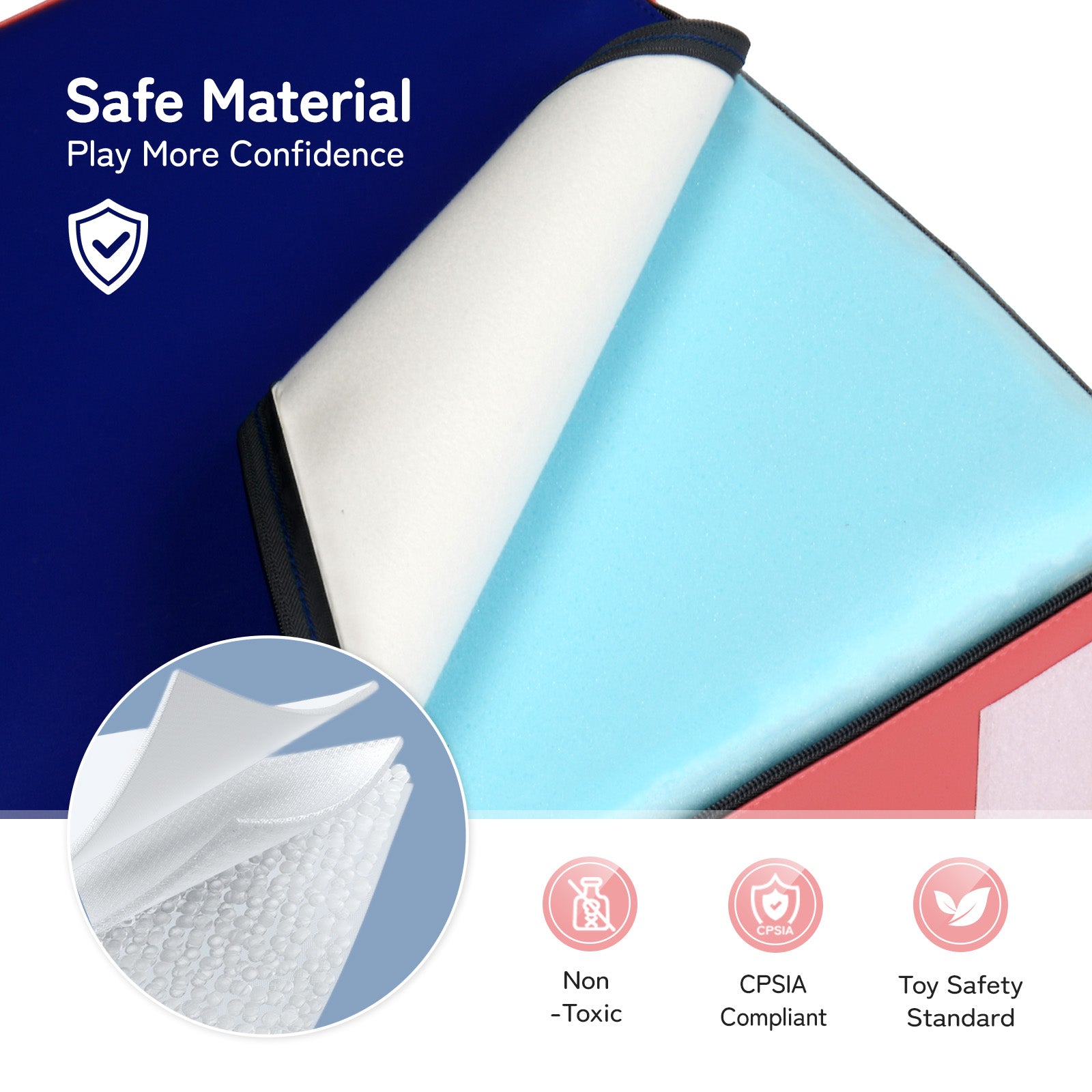 JOYMOR Soft Foam Climber 5-Piece Sets Crawl and Climb Foam， Beginner Toddler Climber with Slide Ramp， Indoor Active Play Structure for Babies and Toddlers (Dark Blue，Rose Red)