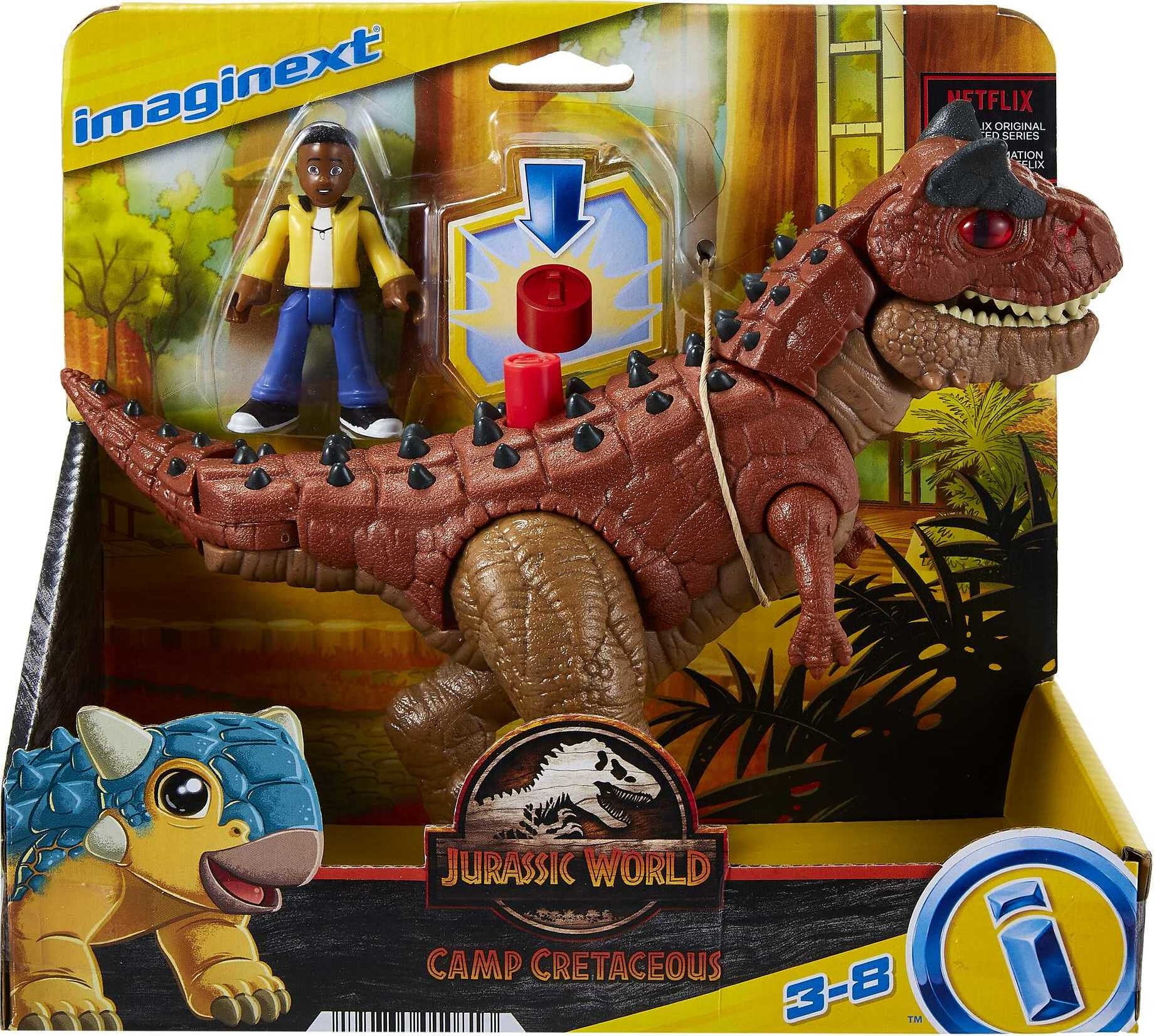 Imaginext Jurassic World Camp Cretaceous Carnotaurus ‘Toro’ Dinosaur and Darius Figure Set