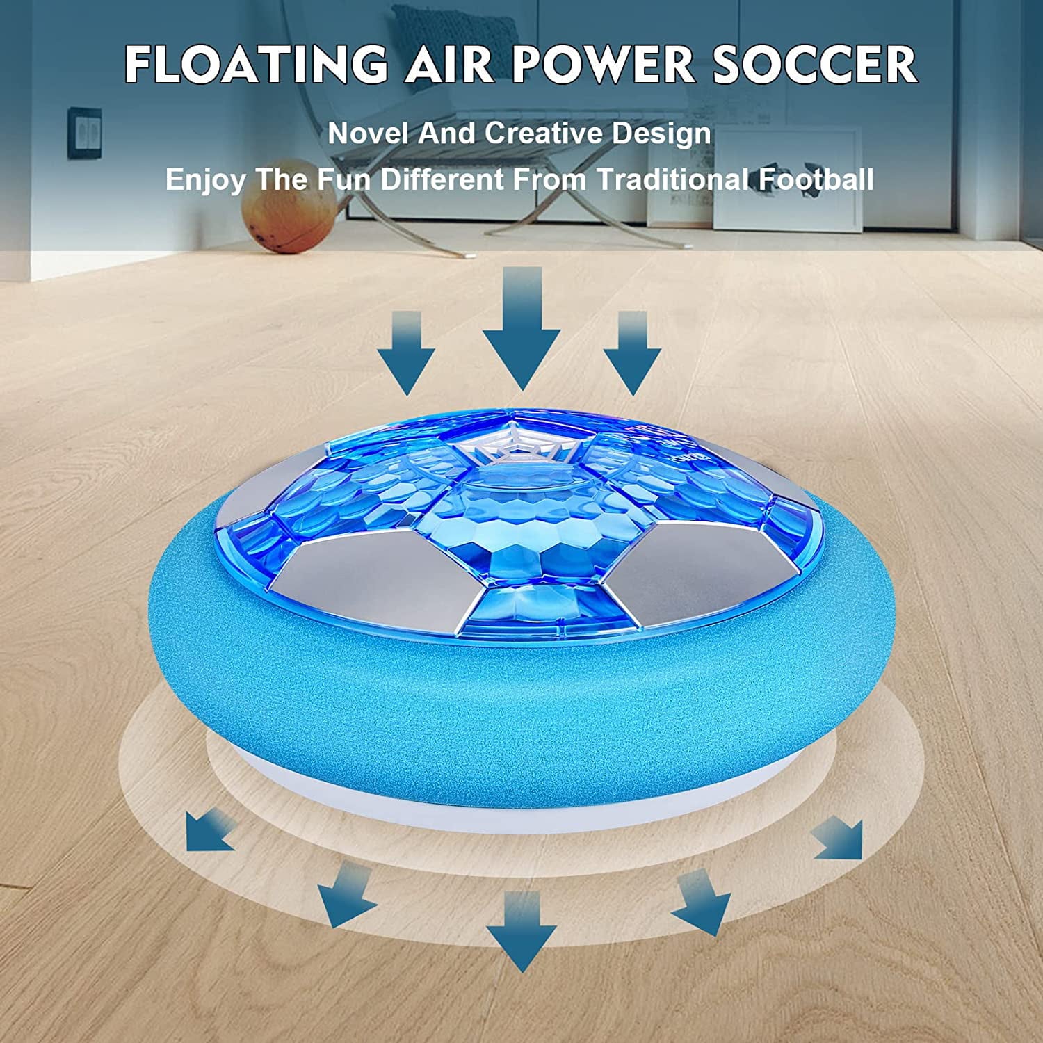 Allaugh Hover Soccer Ball Set with 2 Goals USB Rechargeable Indoor Floating Soccer with LED Light and Safe Bumper Gifts for Kids Ages 3-8