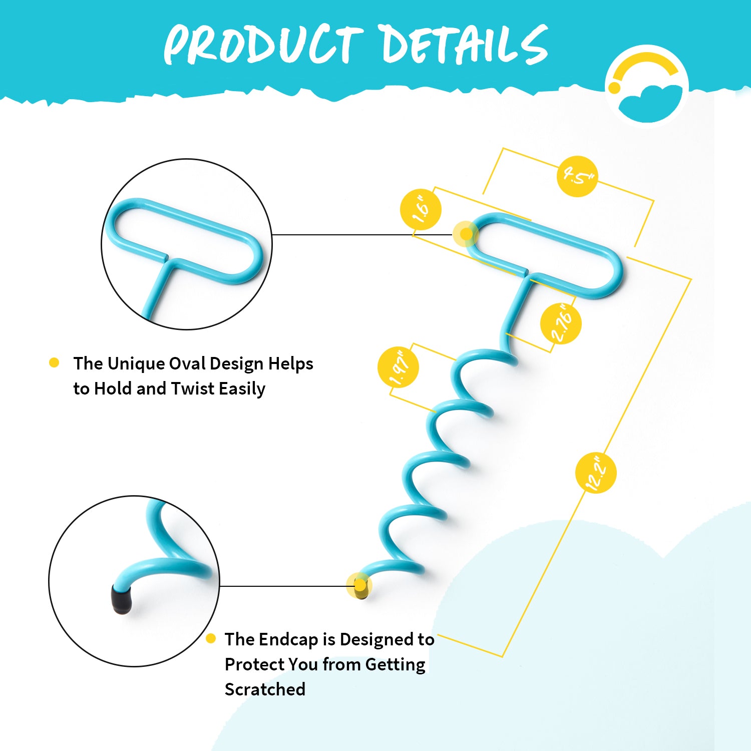 SkyBound Trampoline Anchor Kits - Heavy Duty Trampoline Parts - Unique Oval Shape Design for Easy Hold and Install - Steel Stakes High Wind Anchor Kit with Strong Nylon Belt - Set of 4 - Blue