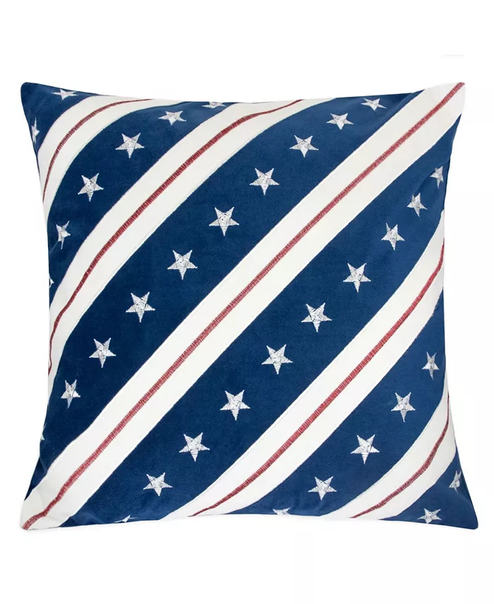 Homey Cozy Stripes Independence Day Square Decorative Throw Pillow