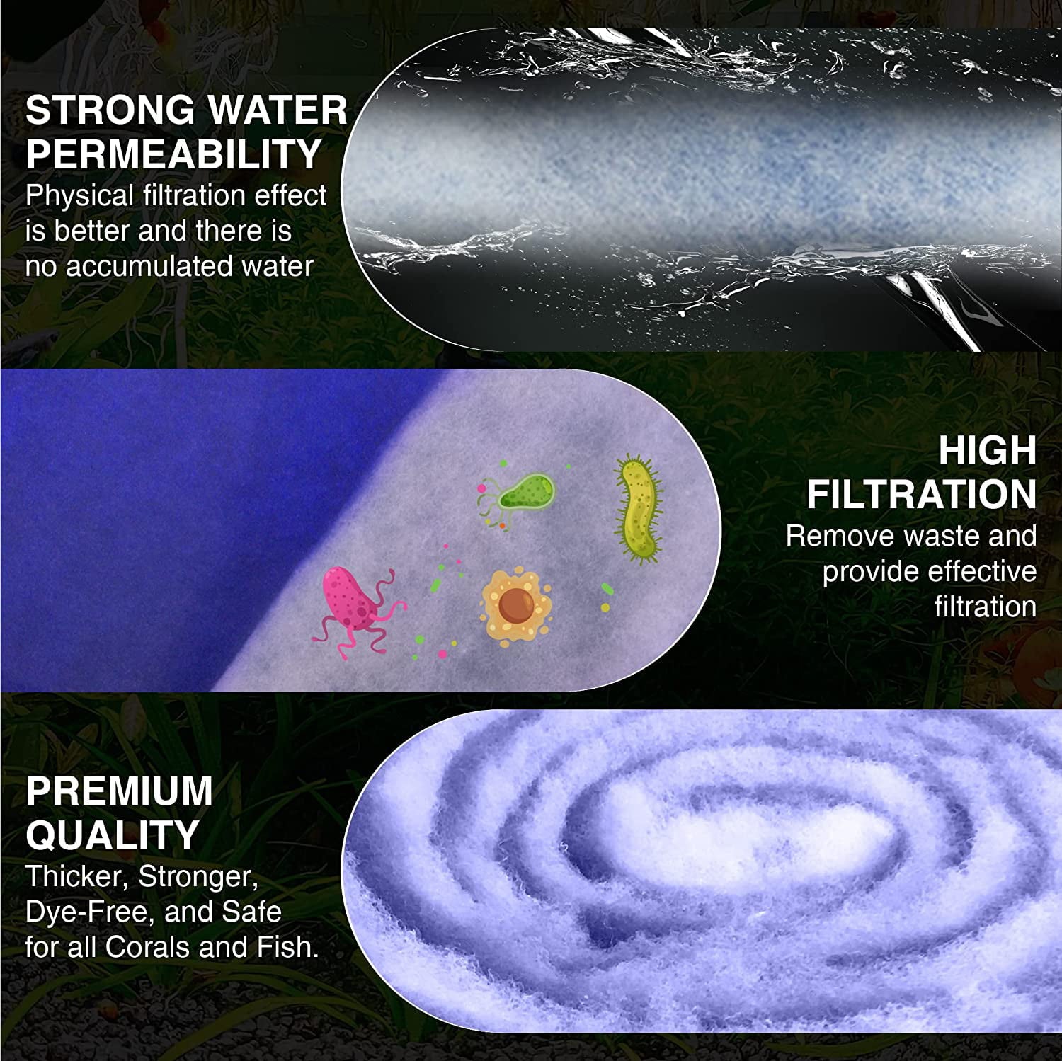 Big Kahuna Aquarium Filter Floss Rolls – 12-inch Pond and Aquarium Filter Media – 1-inch Thick Wet/Dry Aquarium Filter Pad – Bonded Filter Media Pad for Freshwater or Marine Aquariums， Ponds – 5ft