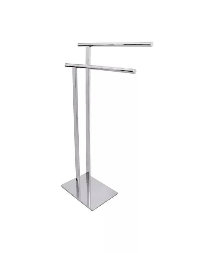 Kingston Brass Double L Shape Pedestal Towel Holder in Polished Chrome