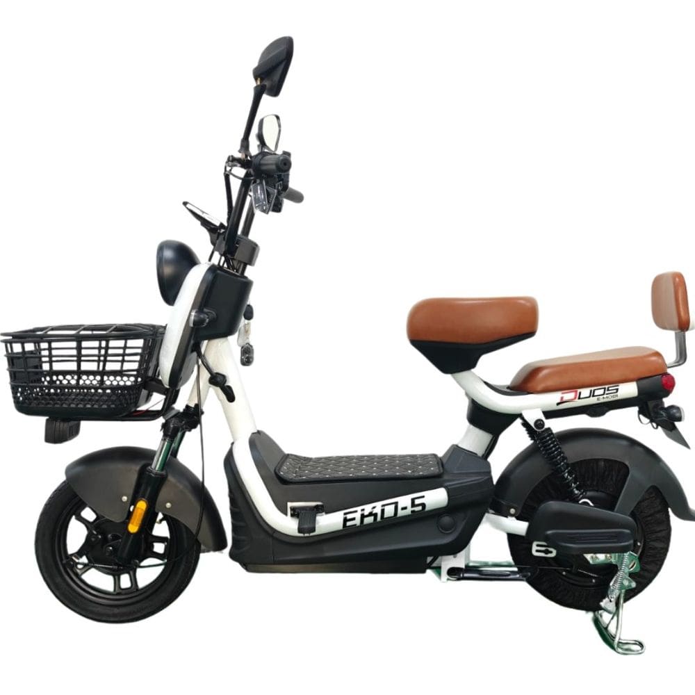 Bicicleta Scooter Elétrica 600W Alarme Eko-5 Branca Duos