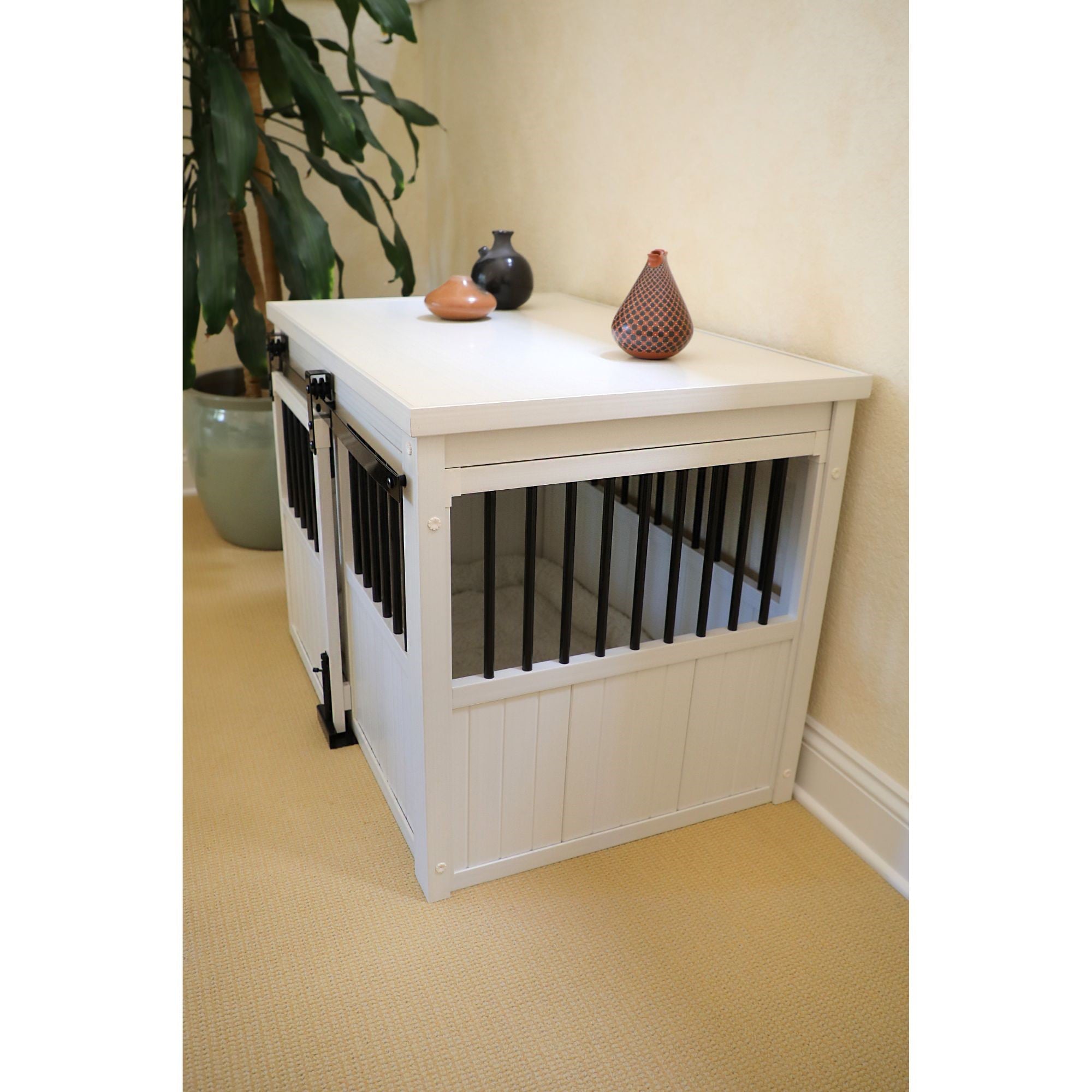 ECOFLEX Homestead Sliding Barn Door Dog Crate -White