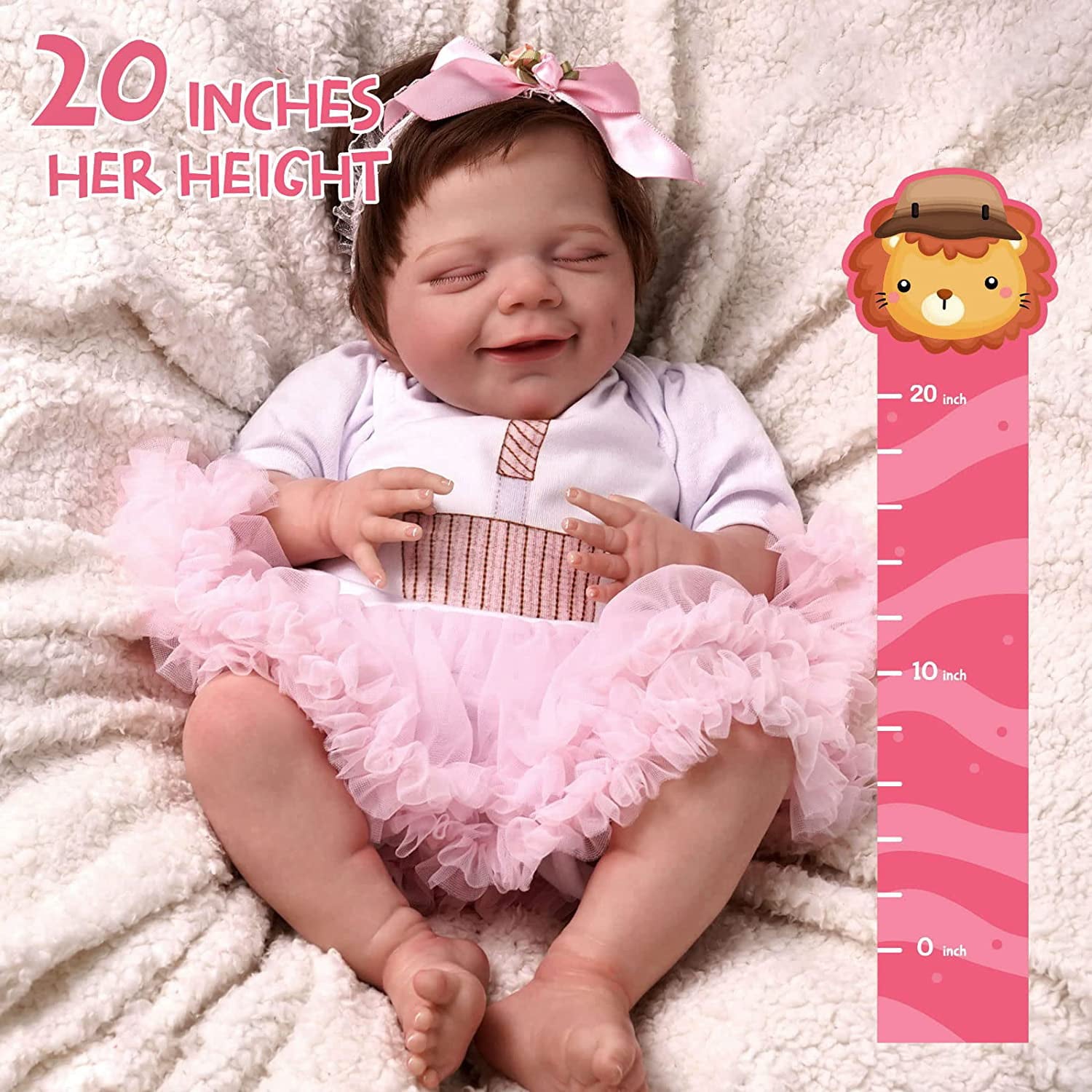 JIZHI Lifelike Reborn Baby Dolls 20 inch Realistic Newborn Baby Dolls Sleeping Smile Baby Girl with Toy Accessories
