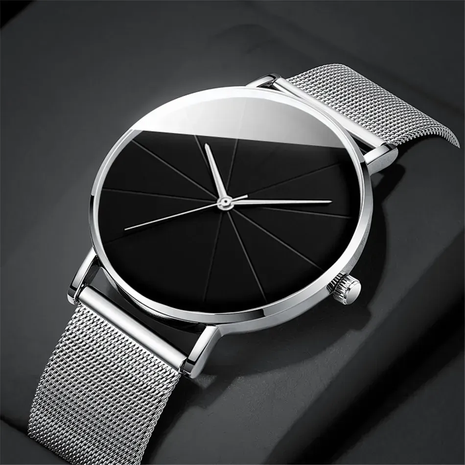 LIUYANGTIAN Men Business Watches Ultra Thin Stainless Steel Mesh Belt Quartz Watch for Man Male